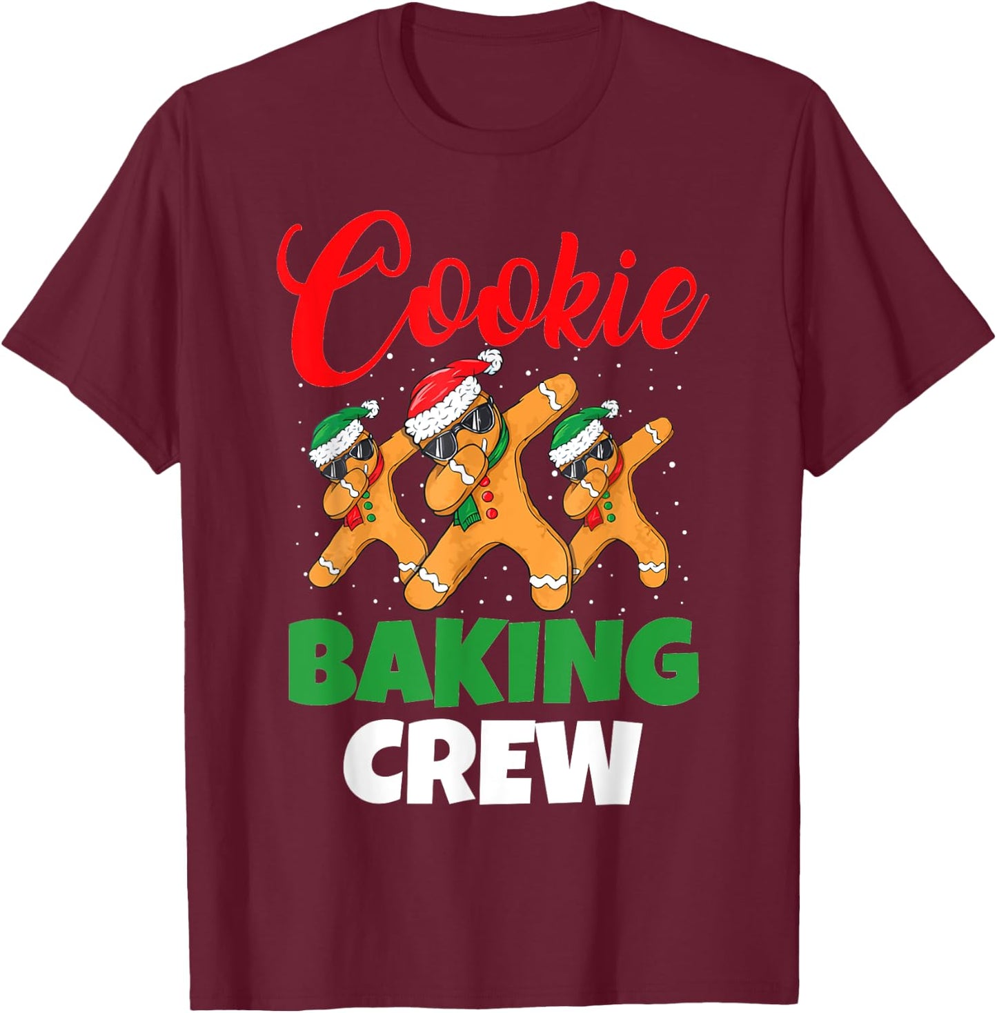 Cookie Baking Crew Dabbing Gingerbread Men Christmas Hats T-Shirt - T-Shirt | Maroon