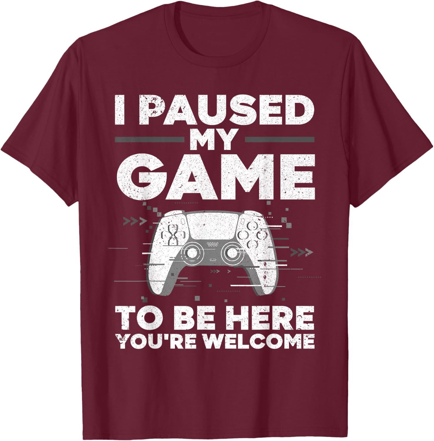 Cool Video Gamer Boys Kids Game Paused Gaming Gamers T-Shirt - T-Shirt | Maroon