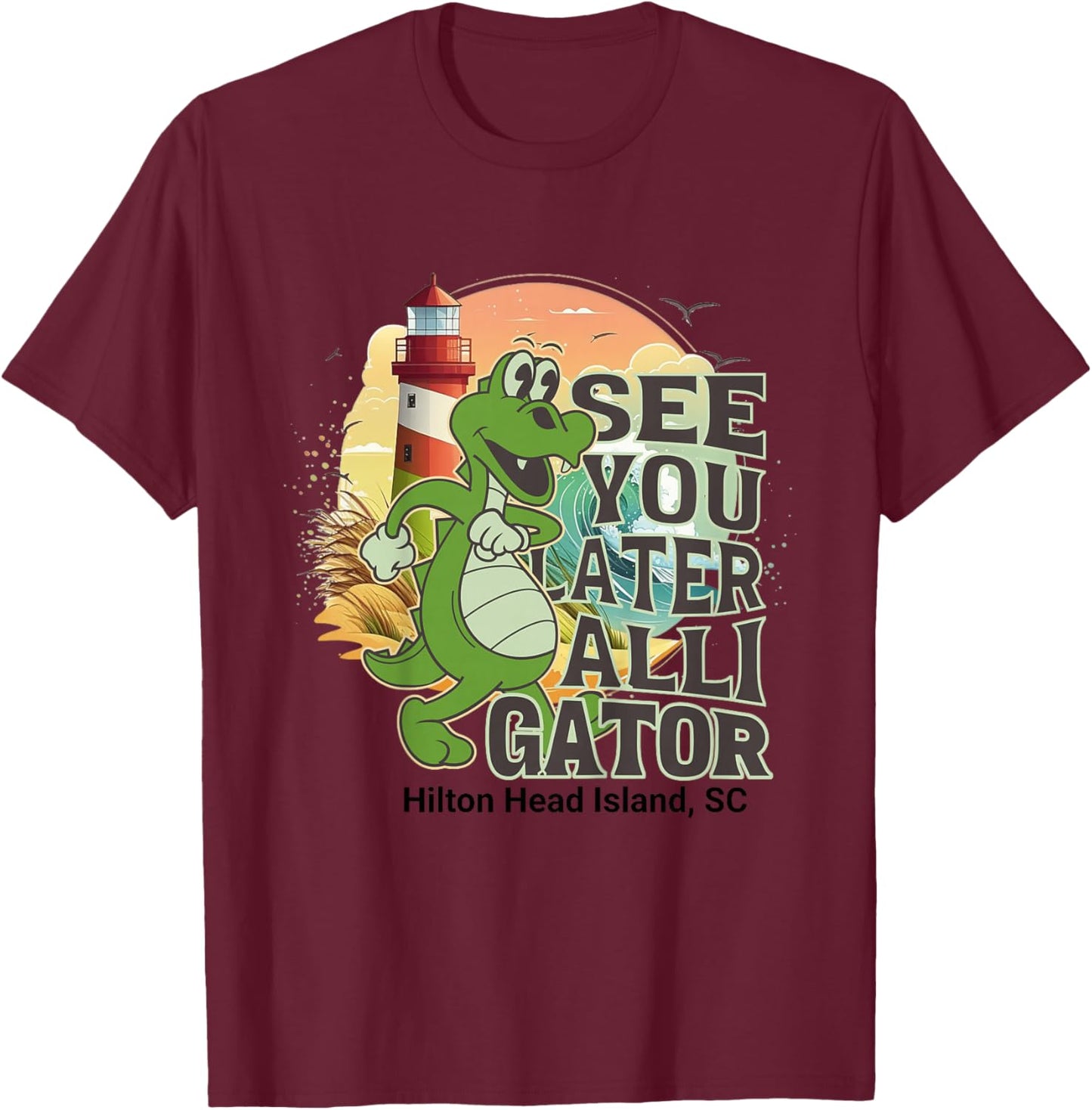 Kids Hilton Head Island South Carolina See You Later Alligator T-Shirt - T-Shirt | Maroon
