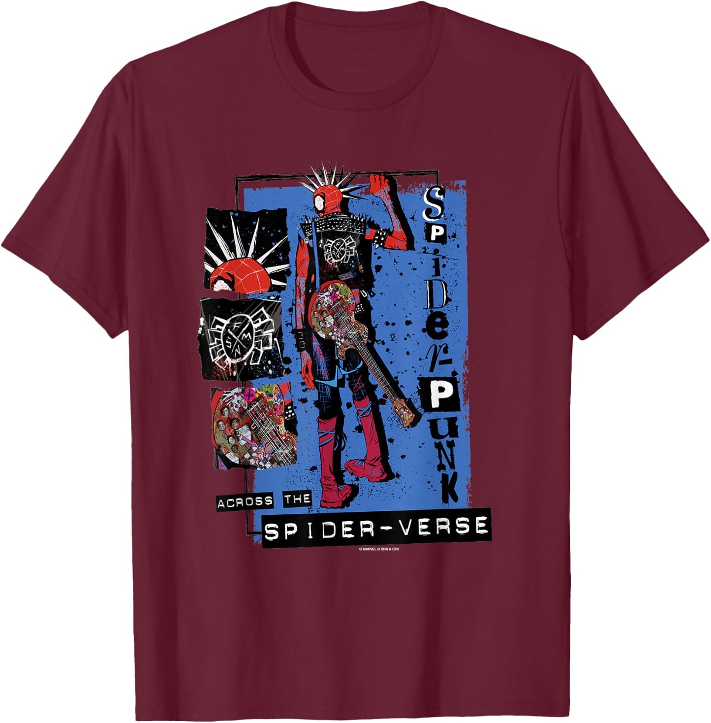Marvel Spider-Man: Across The Spider-Verse Spider-Punk Back T-Shirt - T-Shirt | Maroon