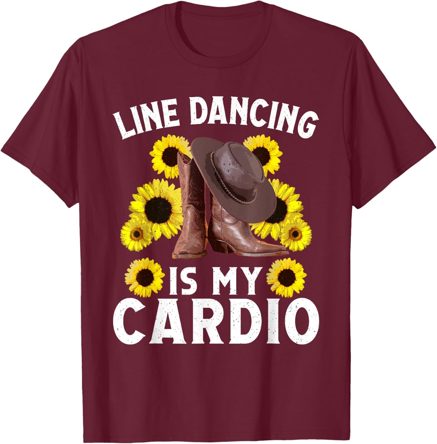 Line Dancing Art Men Country Dancing Rodeo Dancer T-Shirt - T-Shirt | Maroon