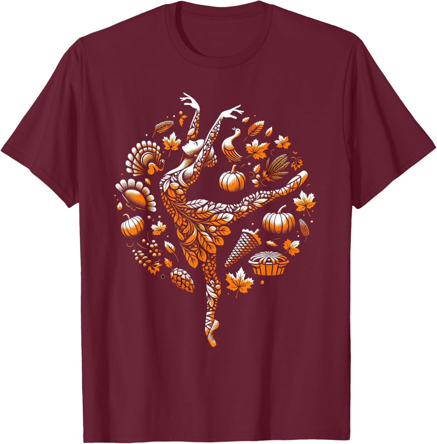 Girl Dancer Thanksgiving Turkey Day Ballet Dance - Ballerina T-Shirt - T-Shirt | Maroon