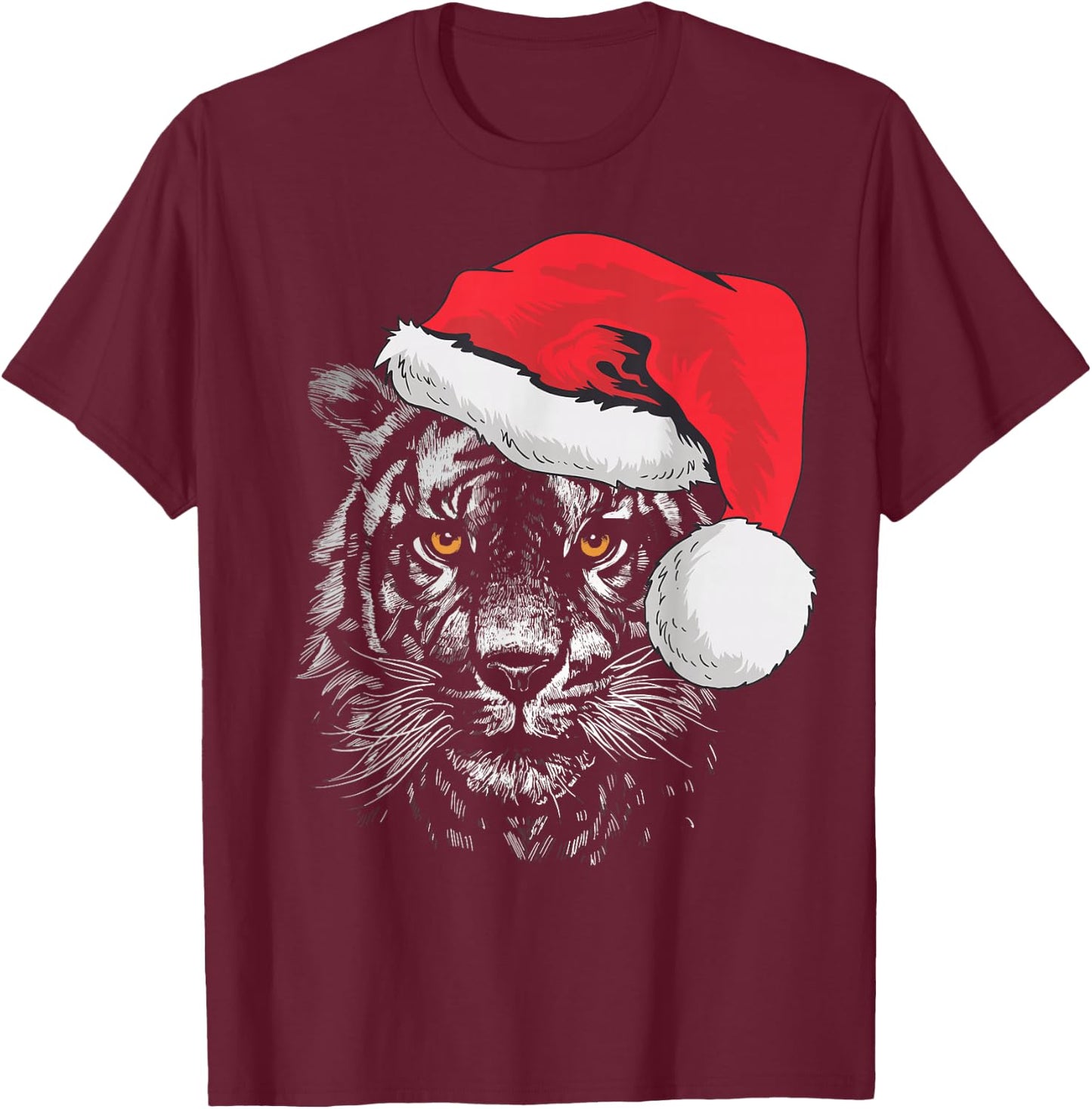 Tiger Shirts Men & Kids Tiger Santa Christmas 2025 T-Shirt - T-Shirt | Maroon