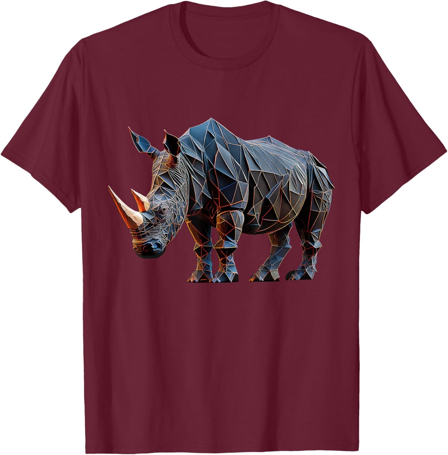 Rhino Art Polygon Animal Rhino T-Shirt - T-Shirt | Maroon