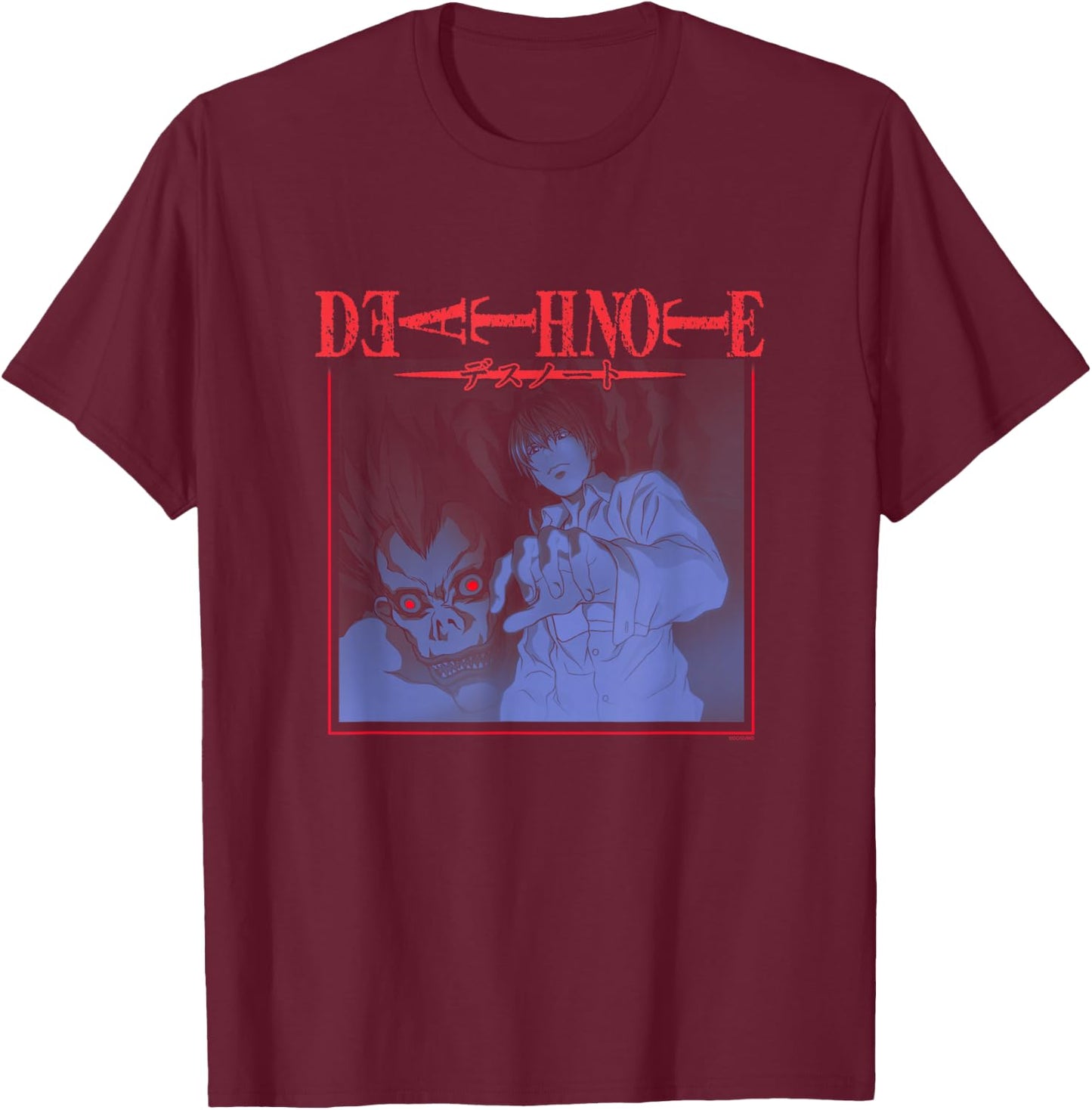 Death Note Light and Ryuk with Logo Anime T-Shirt - T-Shirt | Maroon