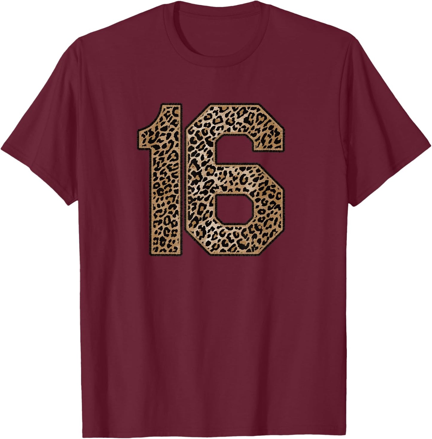 Leopard Number 16 Athlete Sports Jersey Supporter Fanwear T-Shirt - T-Shirt | Maroon