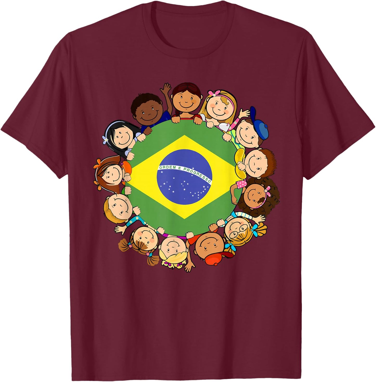 Brazil Flag Hispanic Heritage Month Brazilian Kids Boy Girl T-Shirt - T-Shirt | Maroon