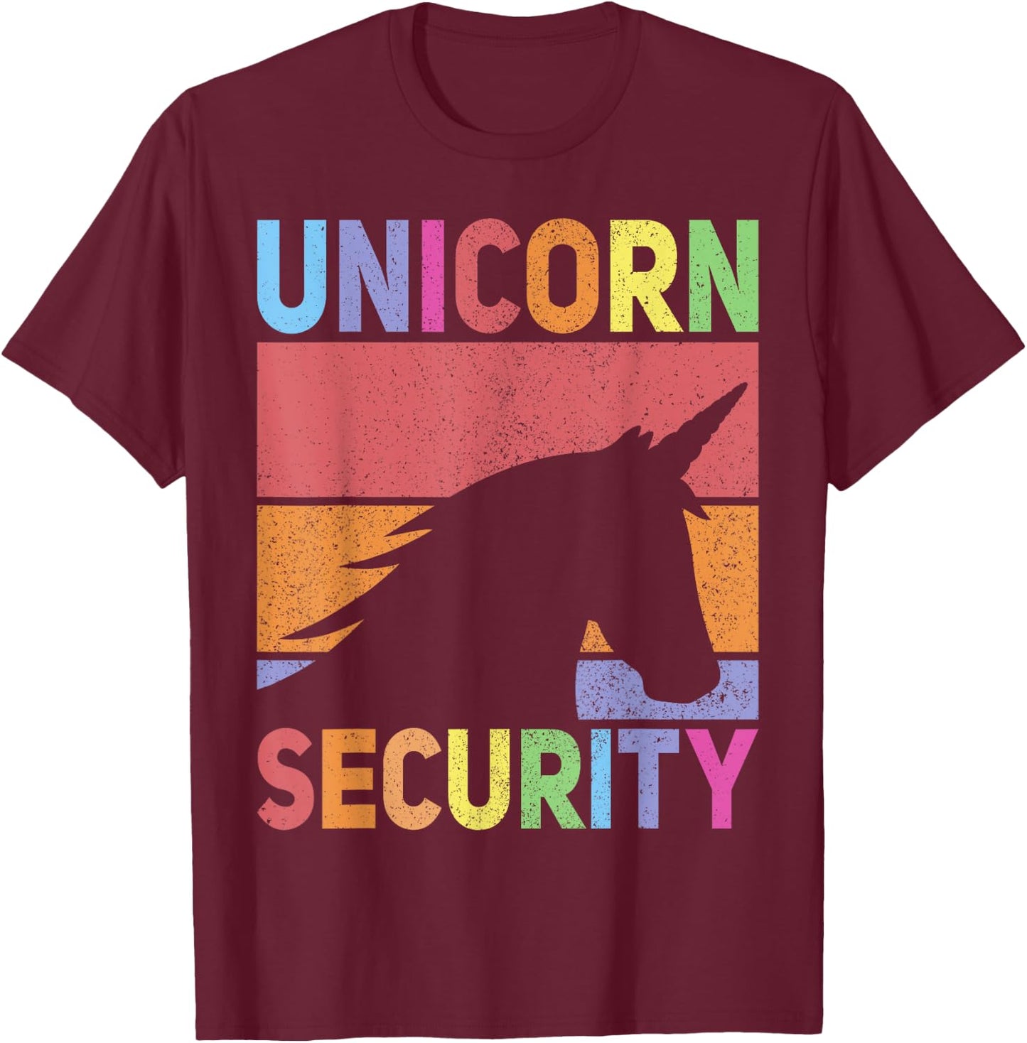 Unicorn Security Retro Unicorn Costume Men Women Unicorn T-Shirt - T-Shirt | Maroon