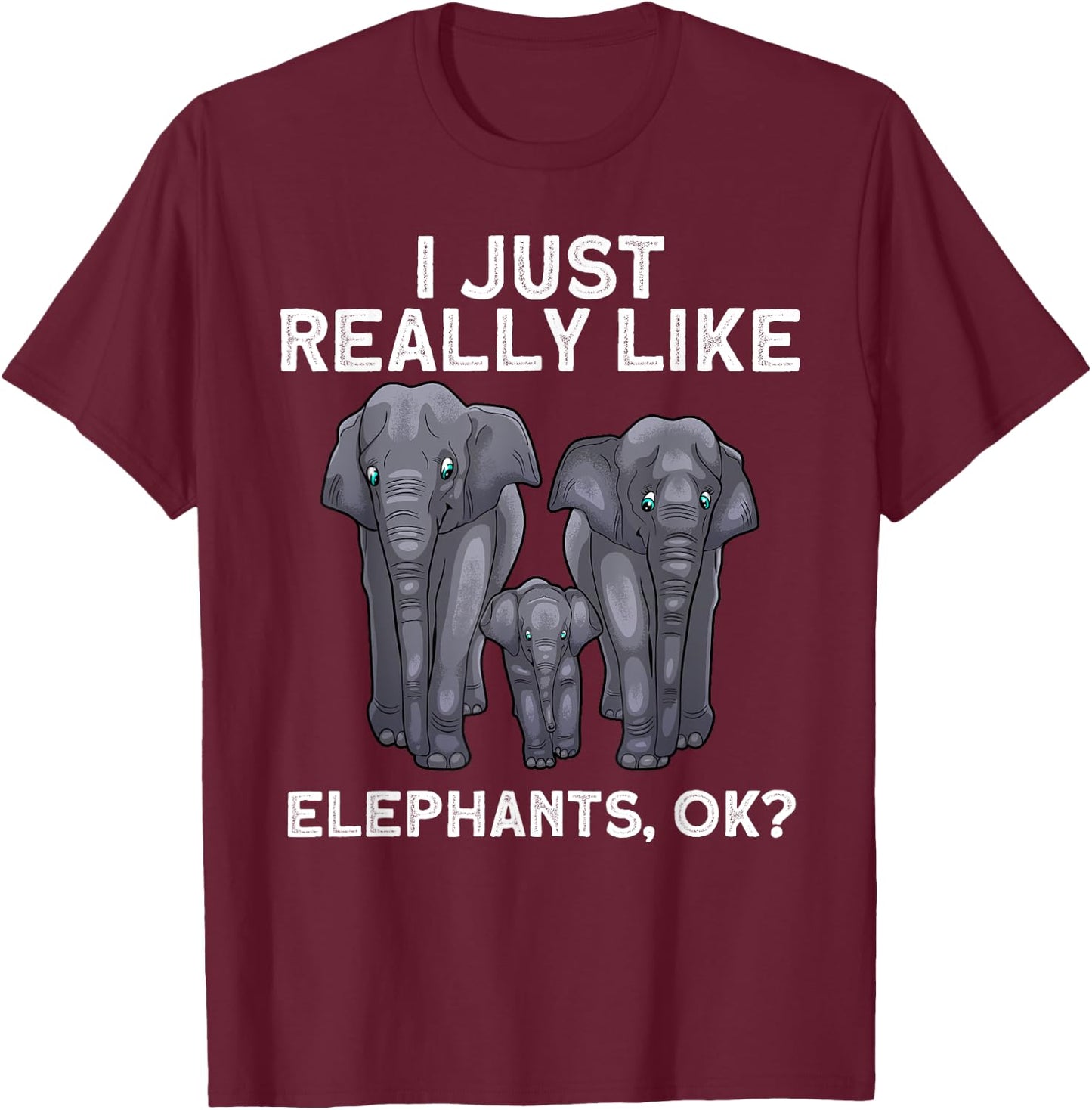 Cute Elephant Women Kids Land Animal Elephant Lover T-Shirt - T-Shirt | Maroon