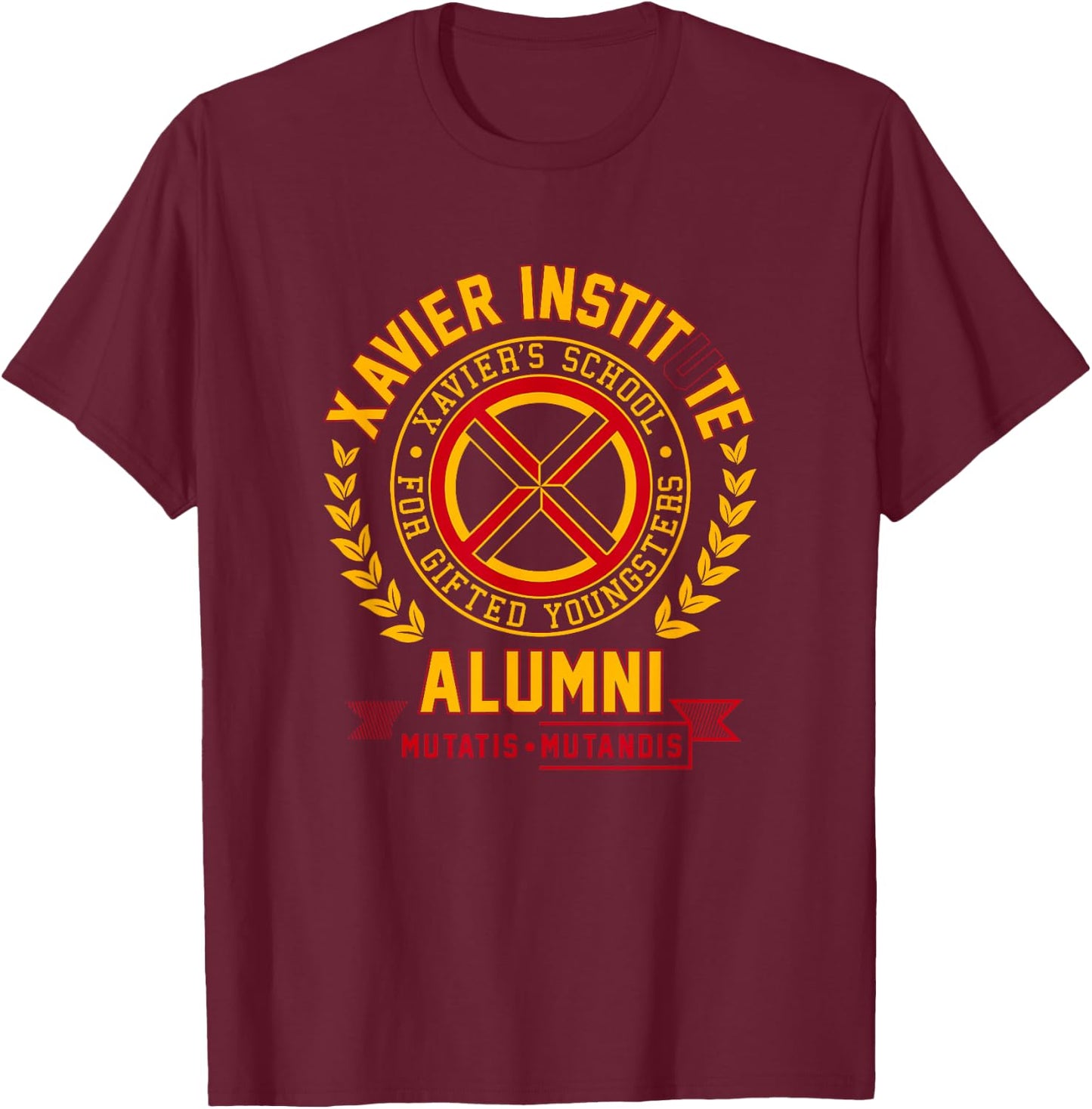 Marvel X-Men Xavier Institute Alumni Mutatis Mutandis T-Shirt - T-Shirt | Maroon