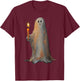 Halloween Ghost Holding Candle Spooky T-Shirt - T-Shirt | Maroon