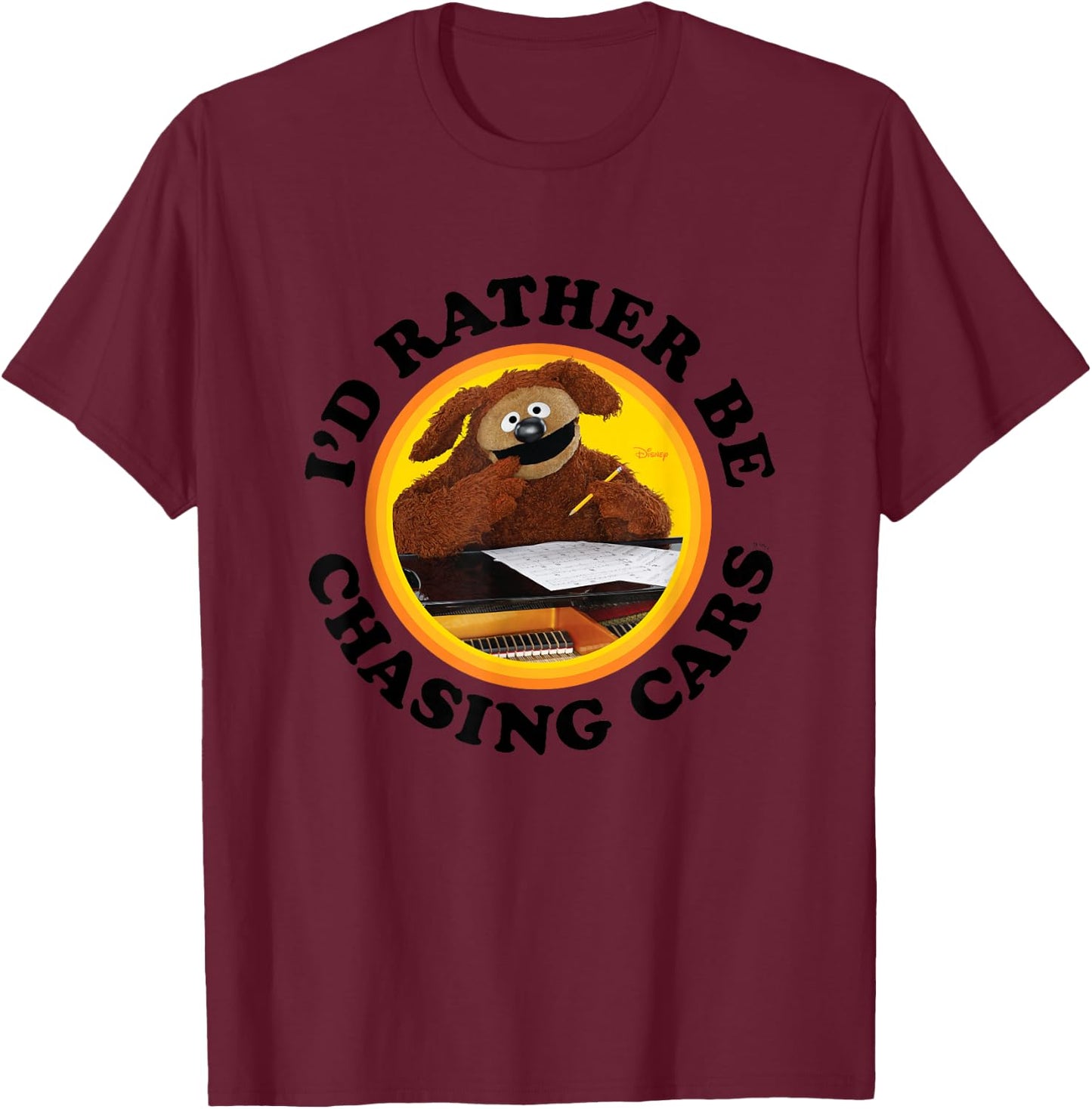 The Muppets - I'd Rather Be Chasing Cars T-Shirt - T-Shirt | Maroon