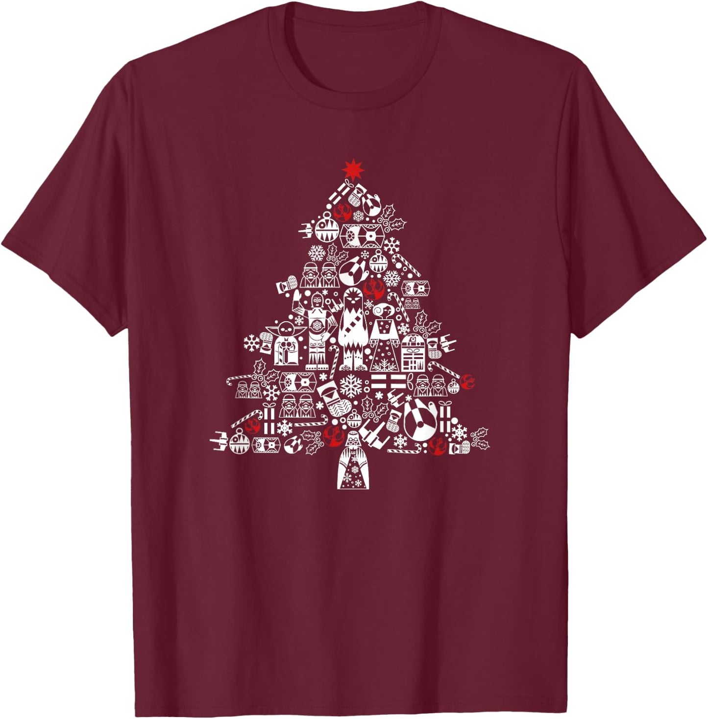 Star Wars Christmas A New Hope Christmas Tree Icon Fill T-Shirt - T-Shirt | Maroon