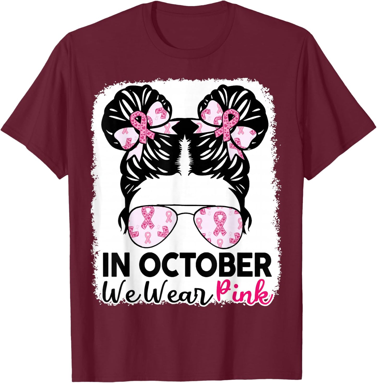Breast Cancer Awareness October Wear Pink Kids Girl Toddler T-Shirt - T-Shirt | Maroon
