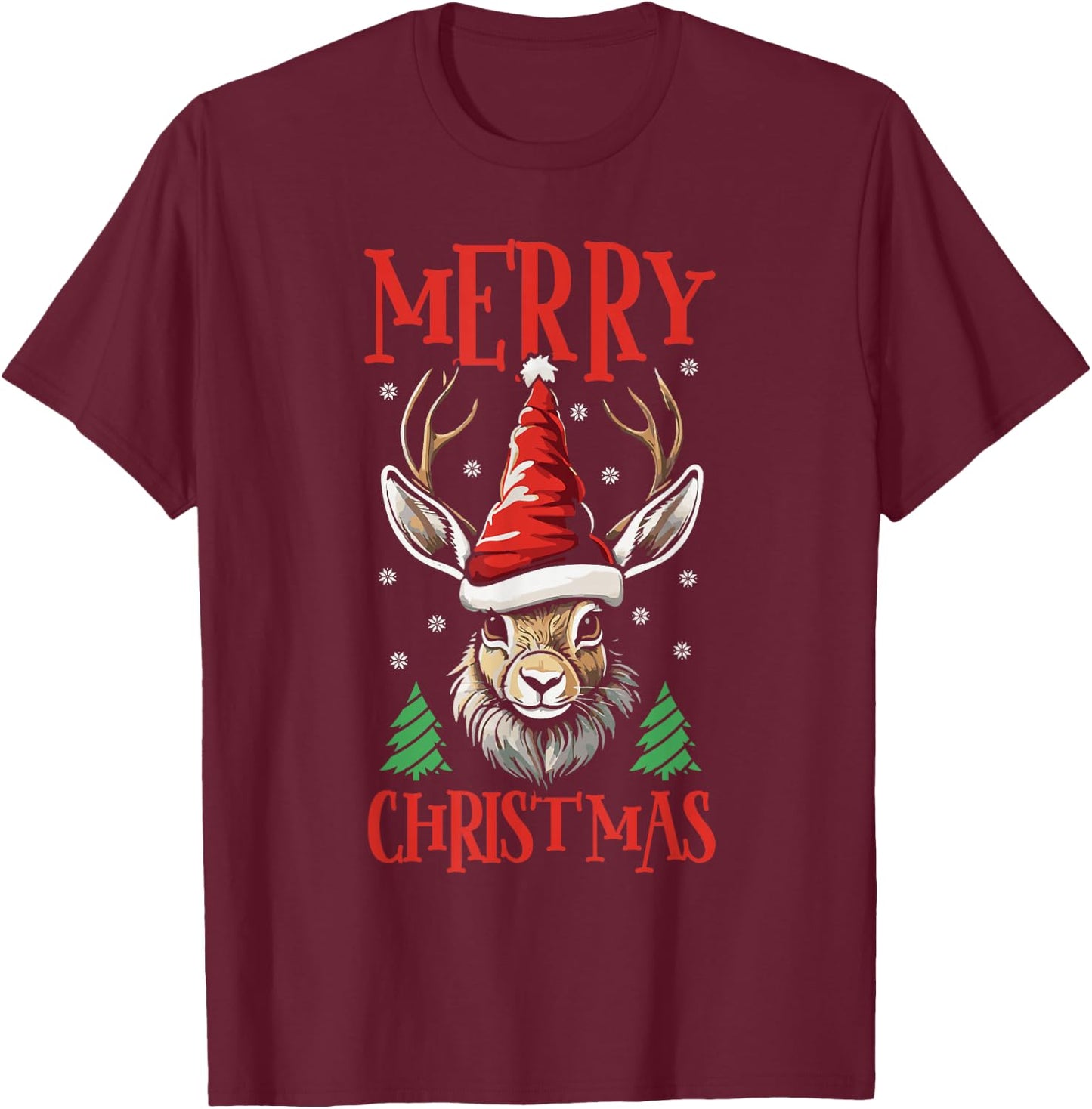Jackalope Merry Christmas Xmas Jackalope T-Shirt - T-Shirt | Maroon