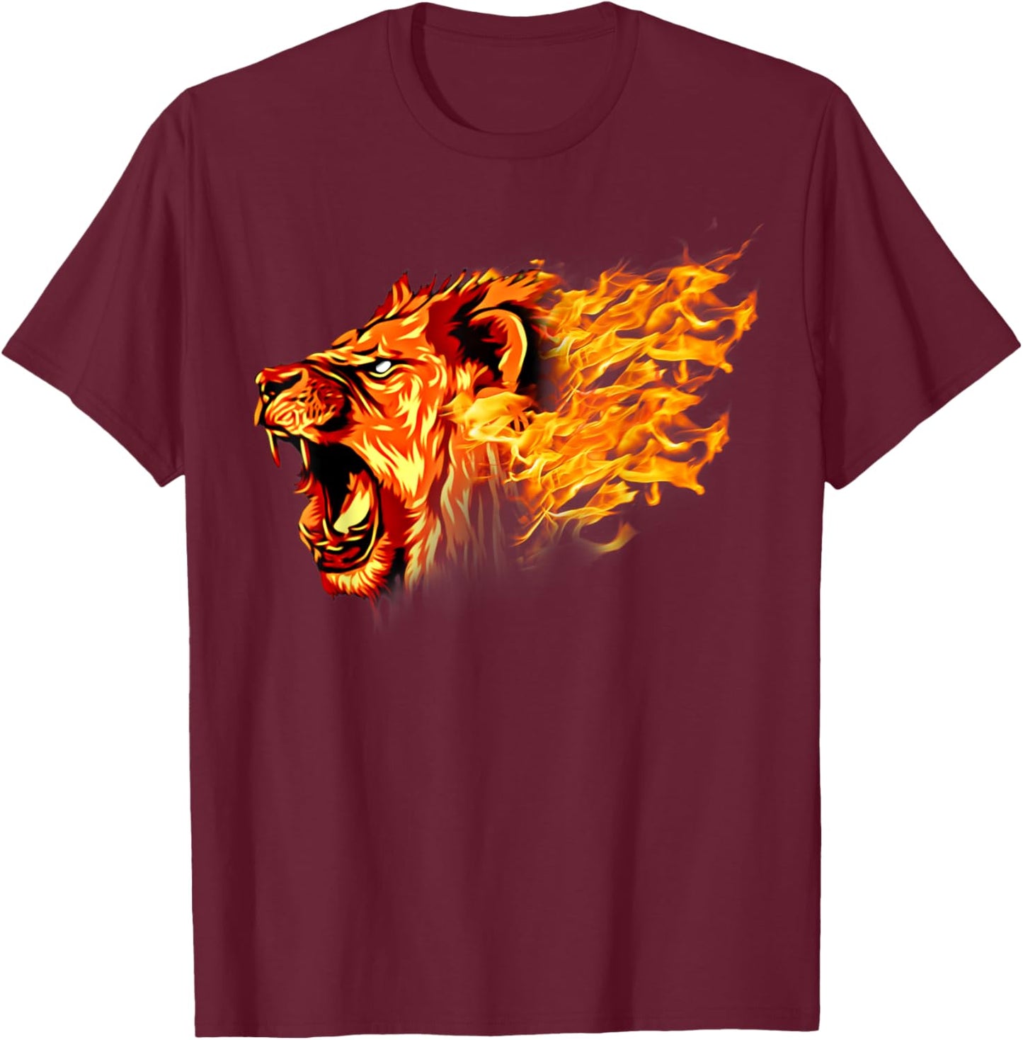 Fiery Leo Lion , Women, Teens & Kids Lion T-Shirt - T-Shirt | Maroon
