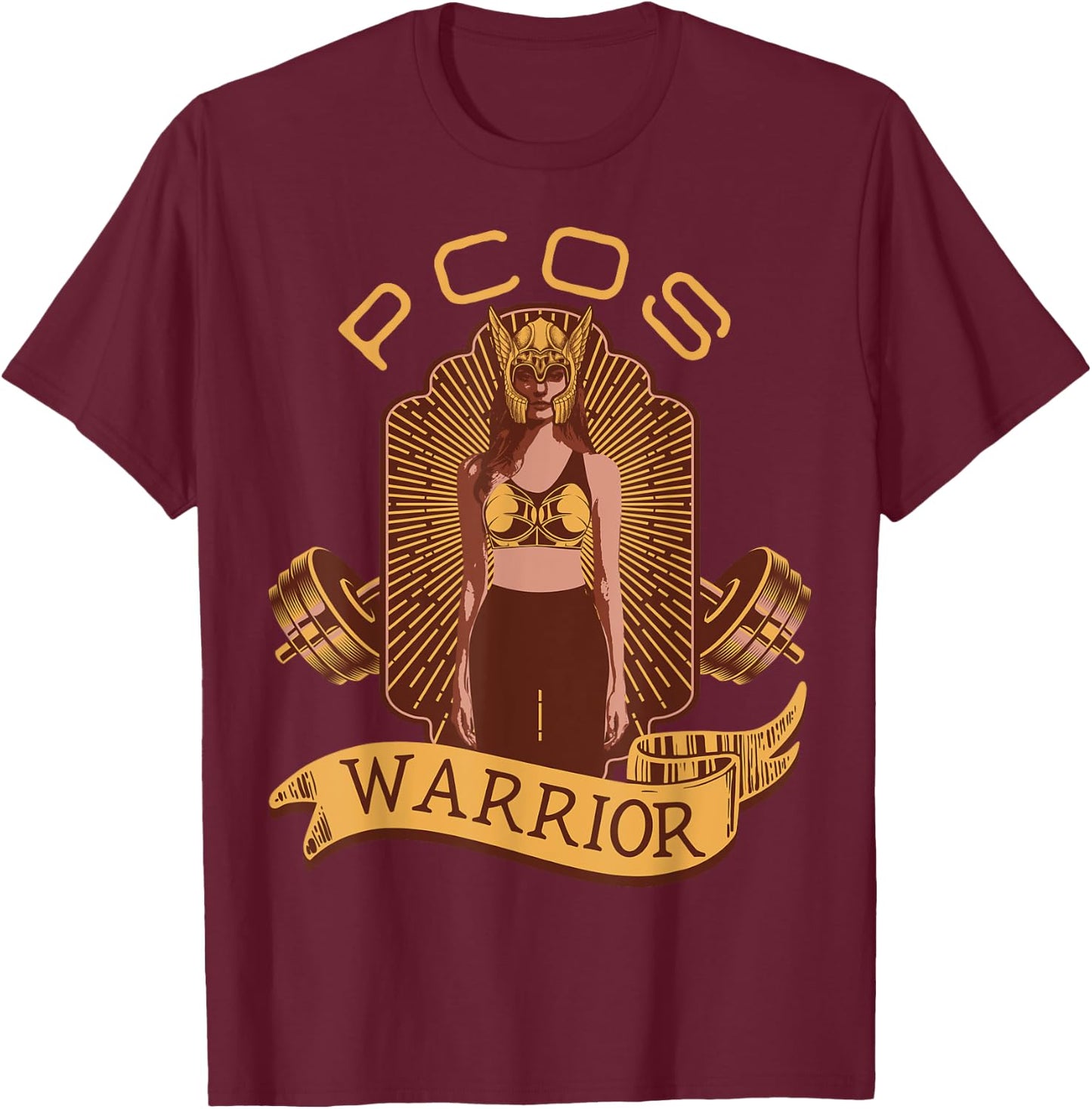 PCOS Awareness Month Exercise Fitness Workout PCOS Warrior T-Shirt - T-Shirt | Maroon