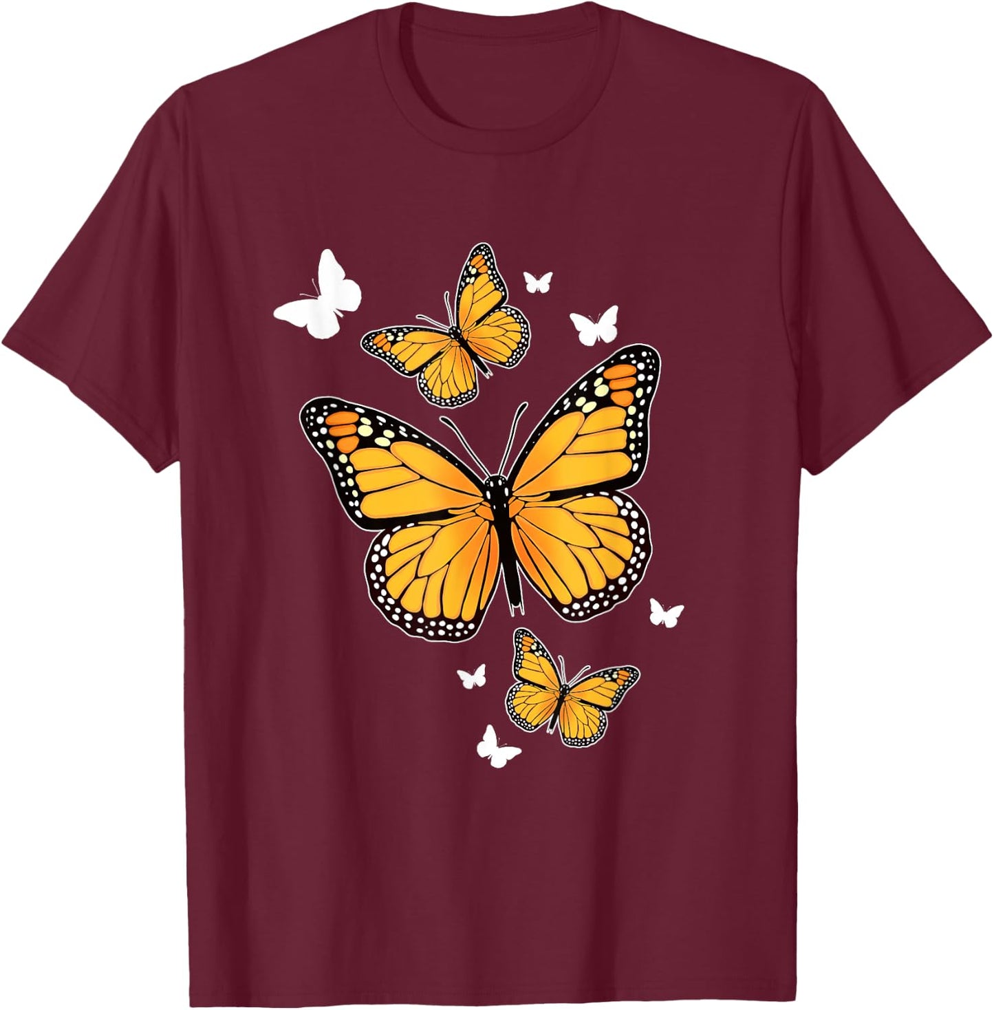 Flying Butterfly Lepidopterist Monarch Flutterby T-Shirt - T-Shirt | Maroon