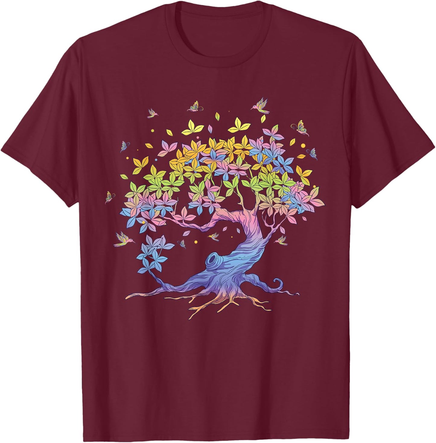 Colourful life is really good tree of life art T-Shirt - T-Shirt | Maroon