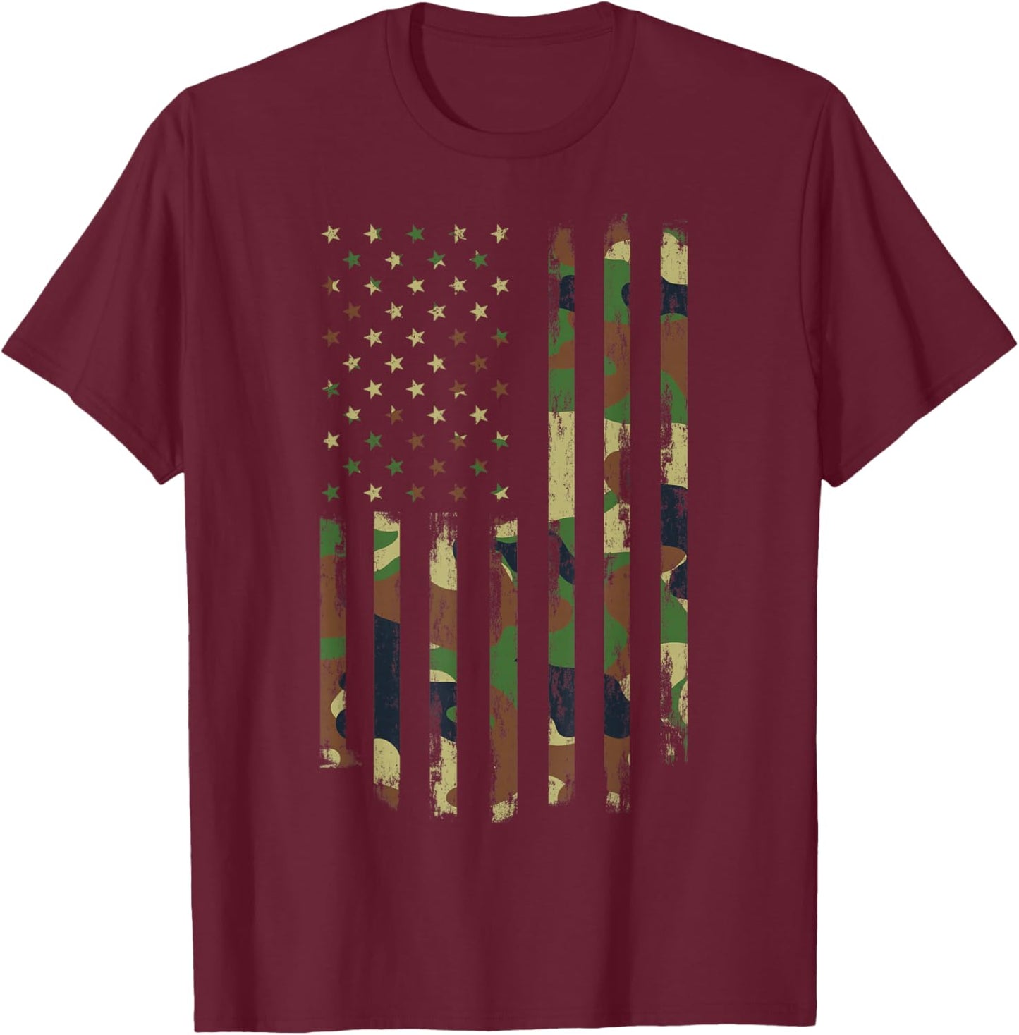 Camo American Flag USA Kids Camouflage Camo American Flag T-Shirt - T-Shirt | Maroon