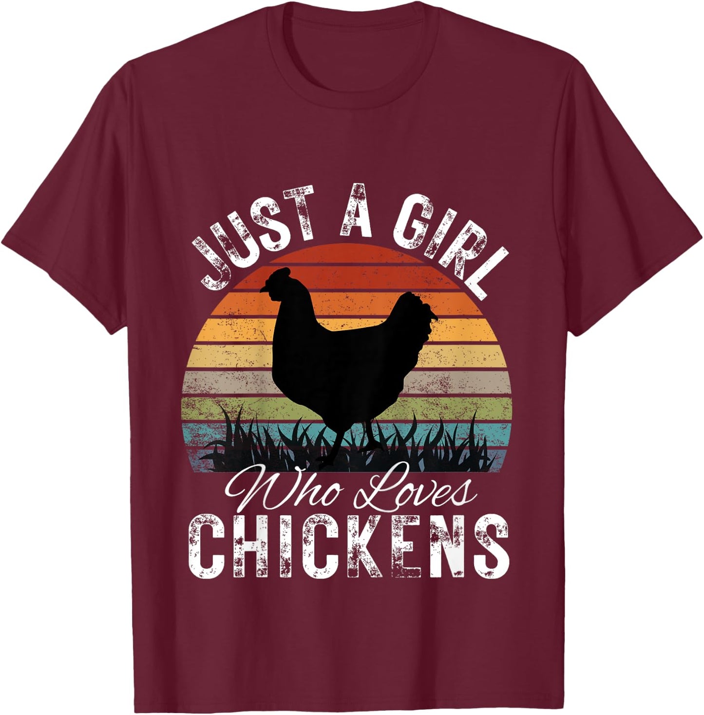 Kids Just A Girl Who Loves Chickens Funny Cute chicken Lover T-Shirt - T-Shirt | Maroon