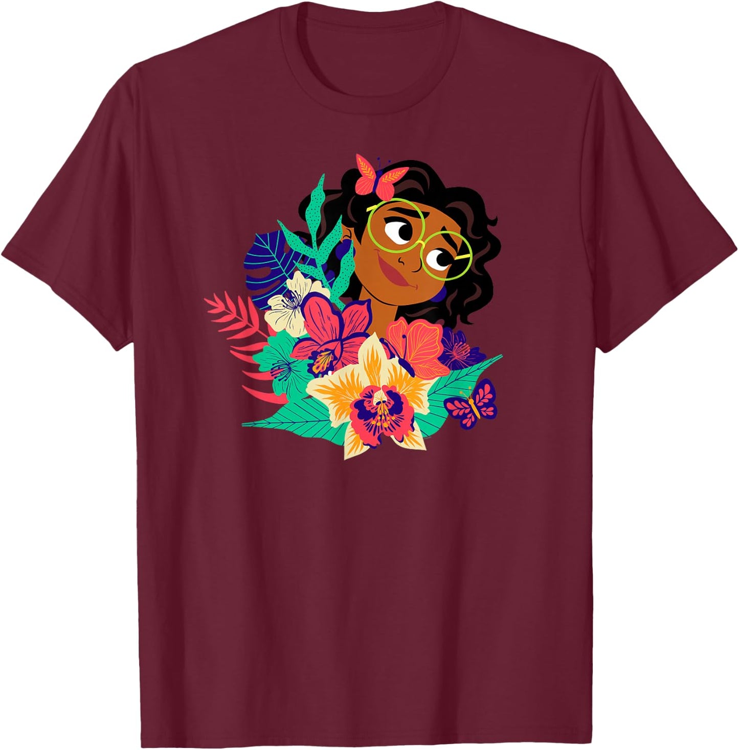 Disney Encanto Mirabel Flowers and Butterflies Paradiso T-Shirt - T-Shirt | Maroon