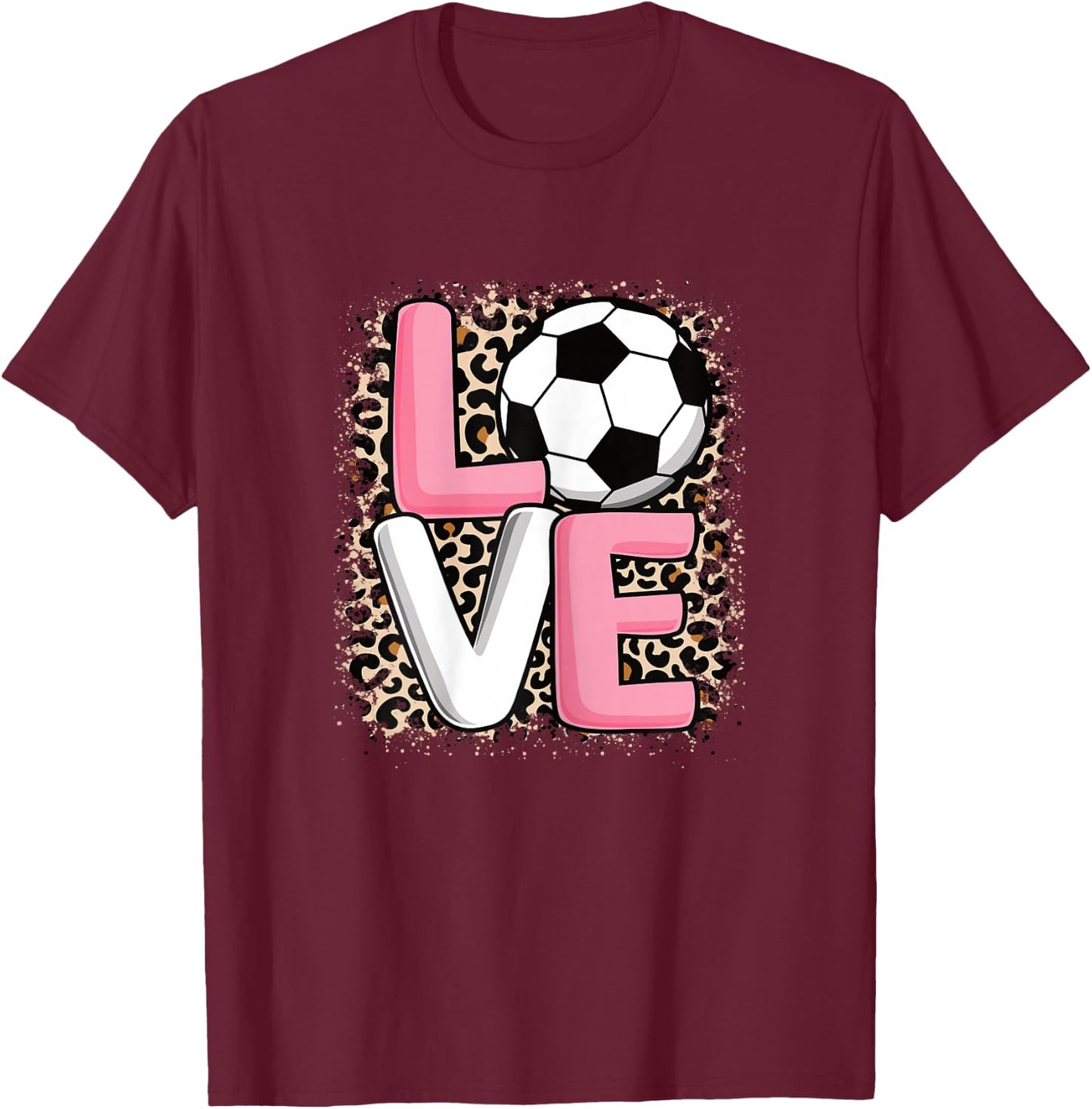 Love Soccer Women Girls Cute Soccer Player T-Shirt - T-Shirt | Maroon