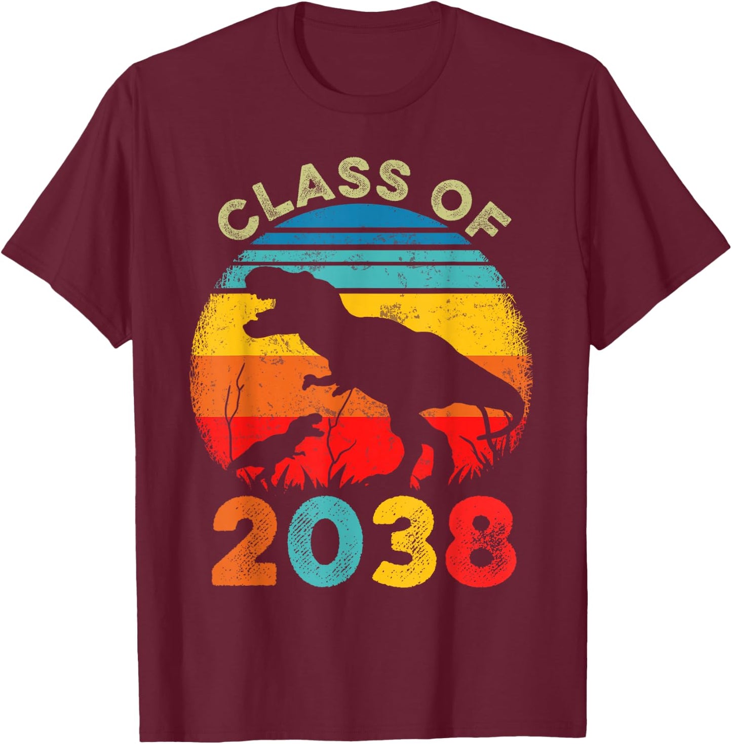 Class Of 2038 Kindergarten Preschool Graduation T Rex T-Shirt - T-Shirt | Maroon