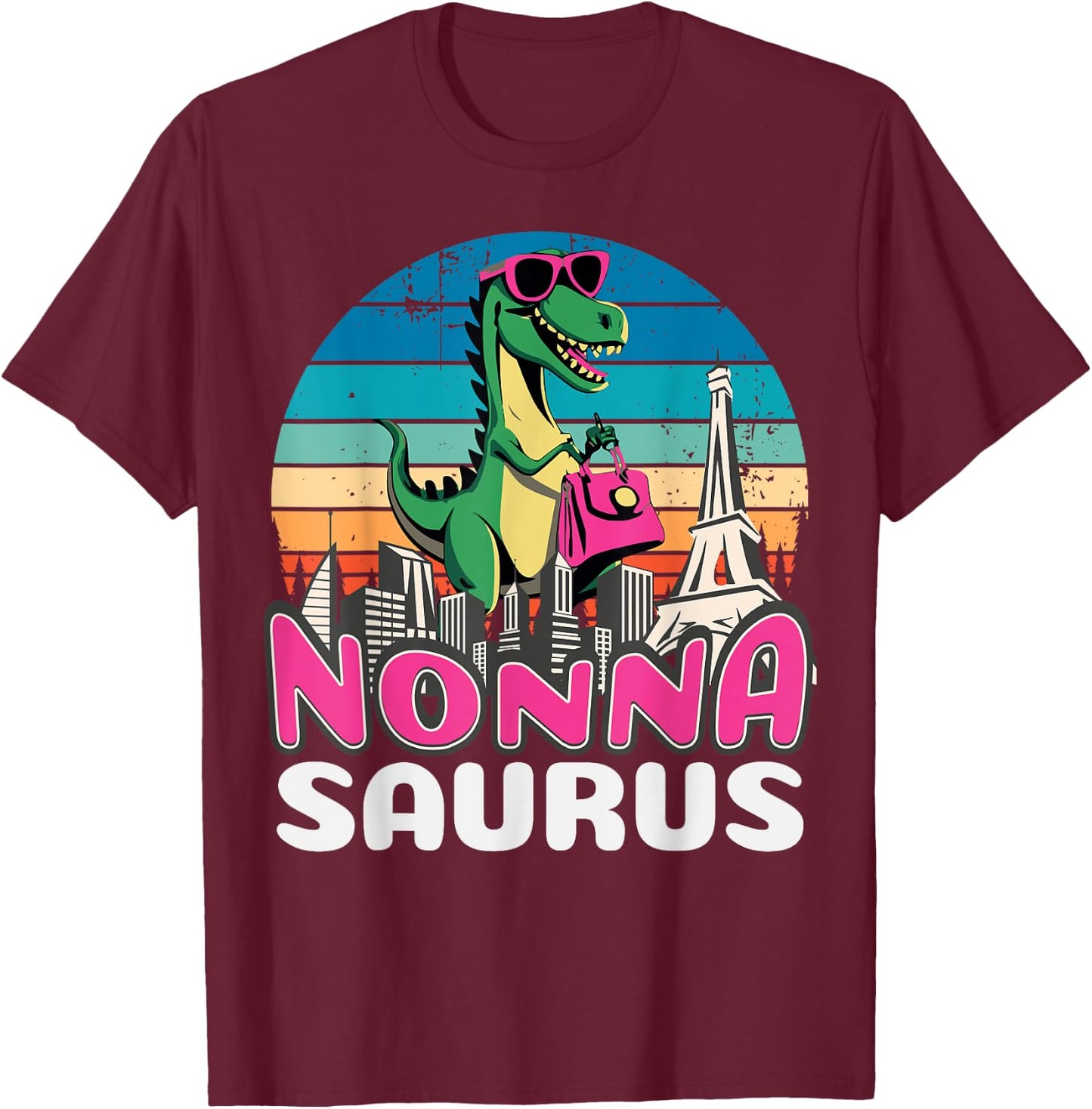 Nonnasaurus T Rex Dinosaur Nonna Saurus Family T-Shirt - T-Shirt | Maroon