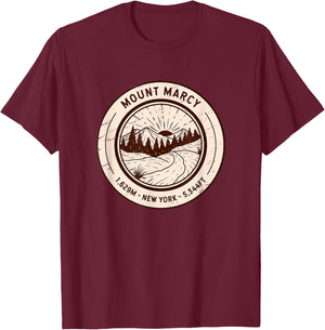 Mount Marcy New York Hiking Skiing Vintage T-Shirt - T-Shirt | Maroon