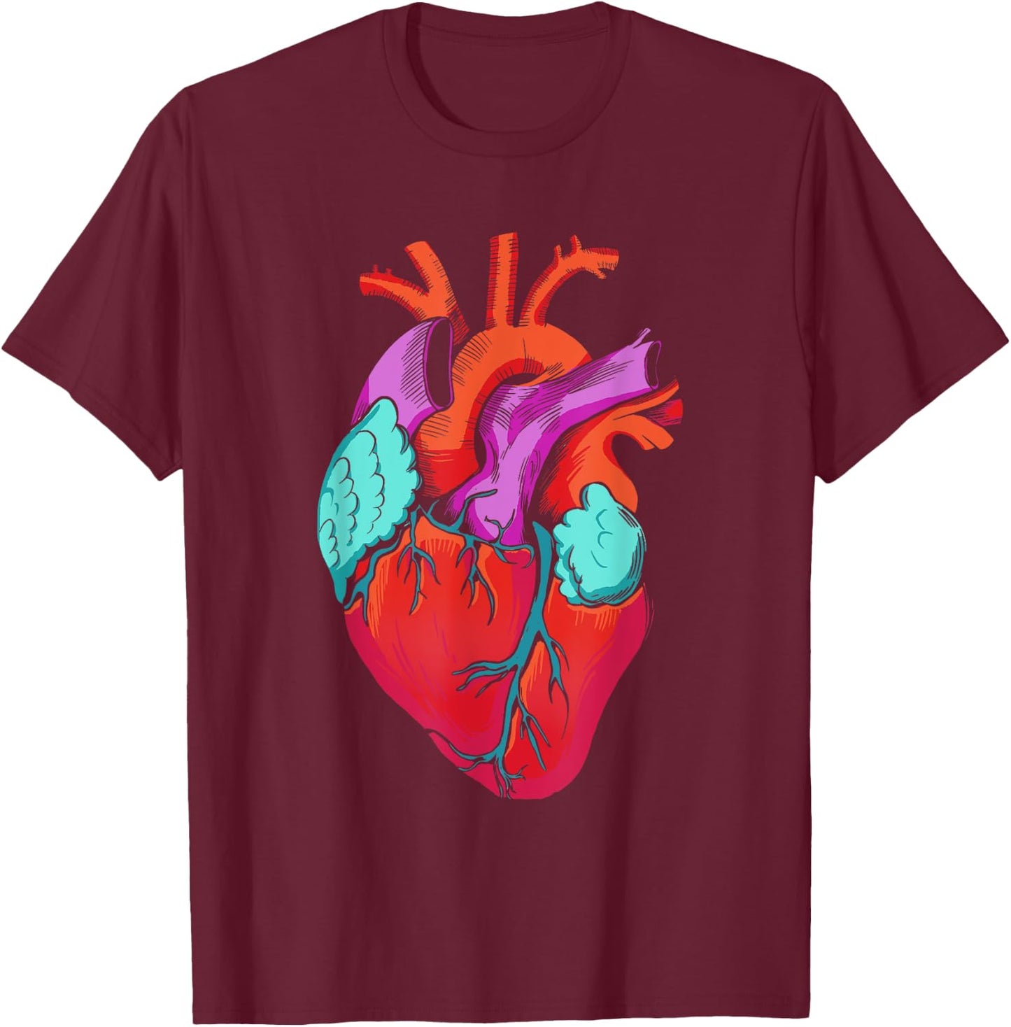 Anatomical Heart Vintage Heart Anatomy T-Shirt - T-Shirt | Maroon
