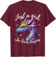 Just A Girl Who Loves Dragons - Cute Dragon Watercolor Art Small T-Shirt - T-Shirt | Maroon