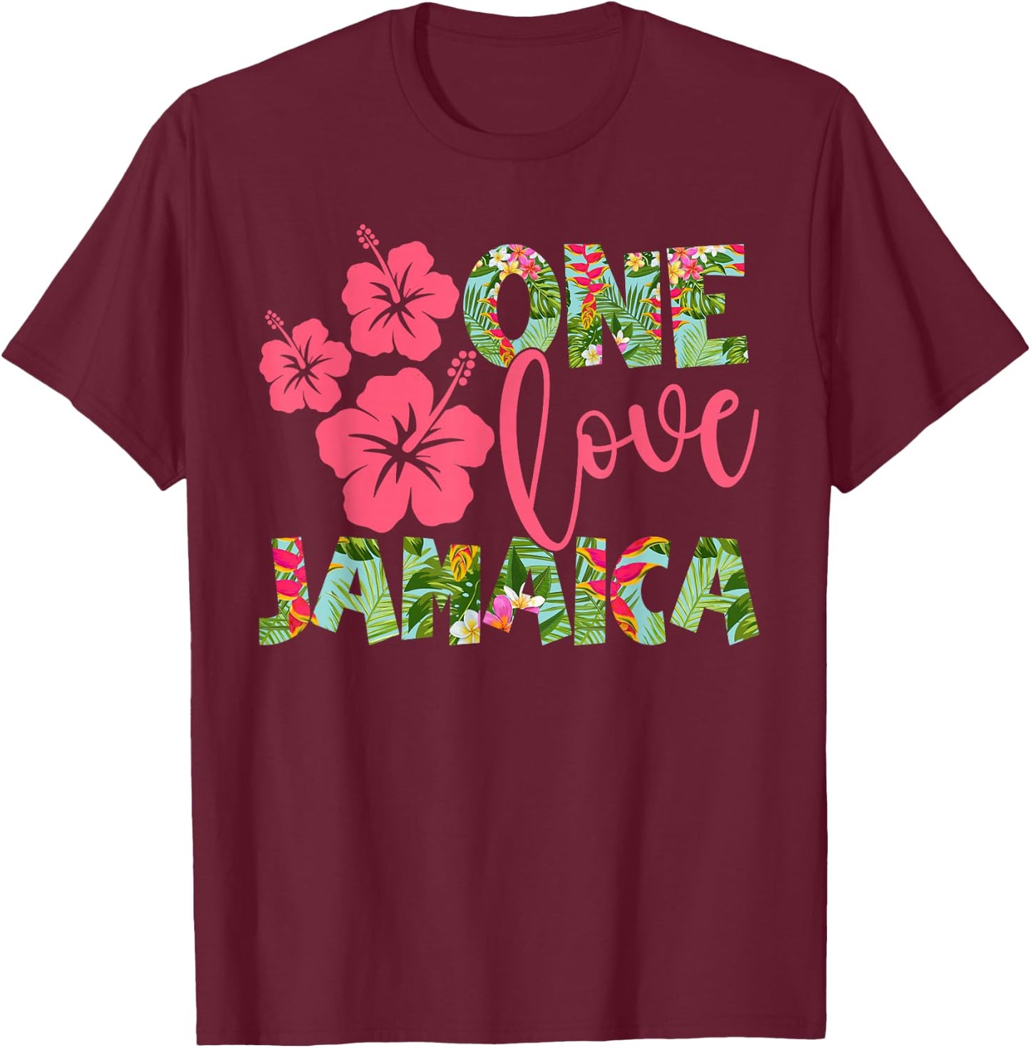 One Love Jamaica 2026 Caribbean Vacation Theme Family Group T-Shirt - T-Shirt | Maroon