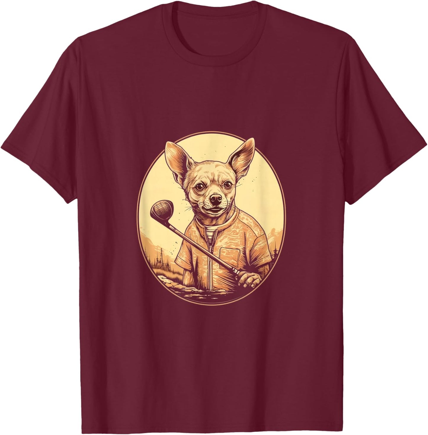 Golfer Chihuahua Golf Club Golf Player Dog Lover Golfing T-Shirt - T-Shirt | Maroon