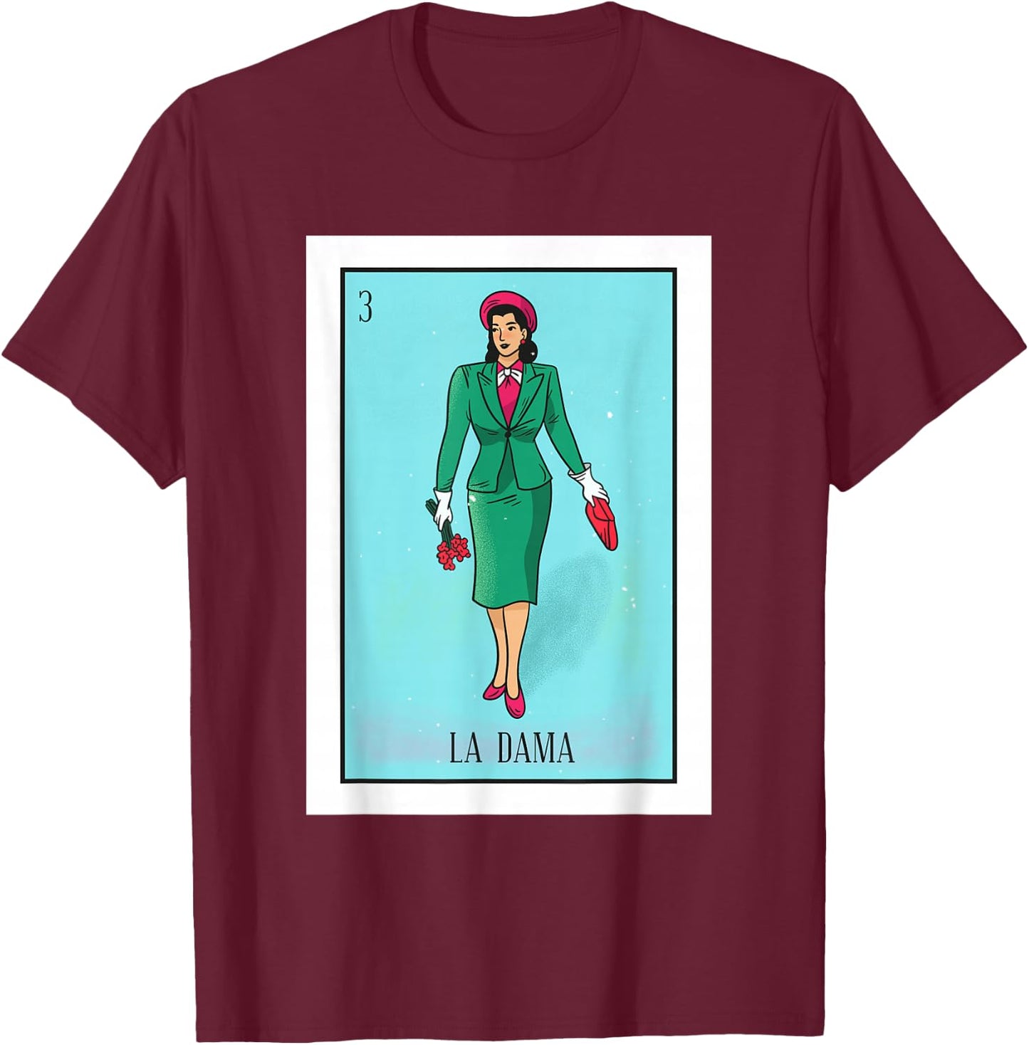 La Lady Lottery Gift La Donna Mexican Card Lottery T-Shirt - T-Shirt | Maroon