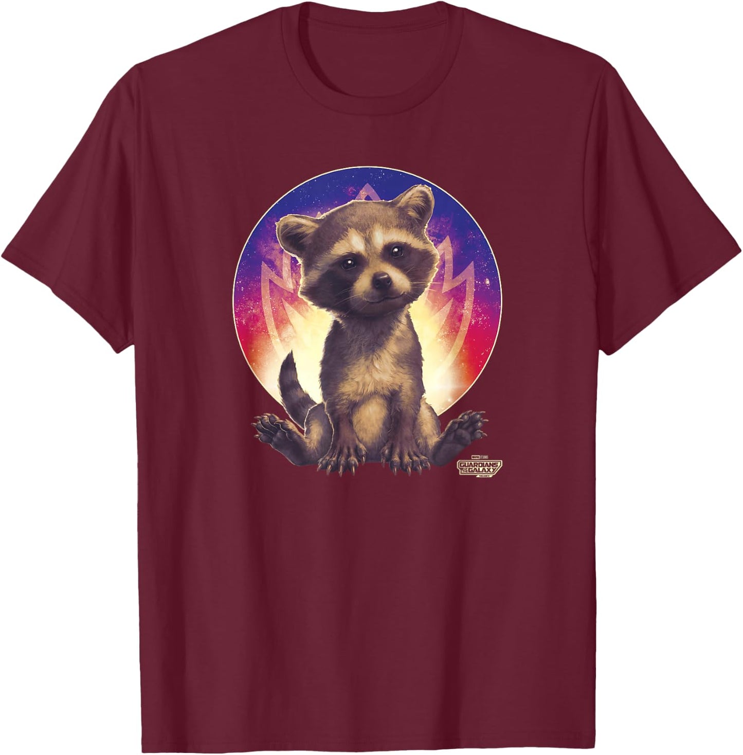 Marvel Guardians of the Galaxy Vol. 3 Baby Rocket Portrait T-Shirt - T-Shirt | Maroon