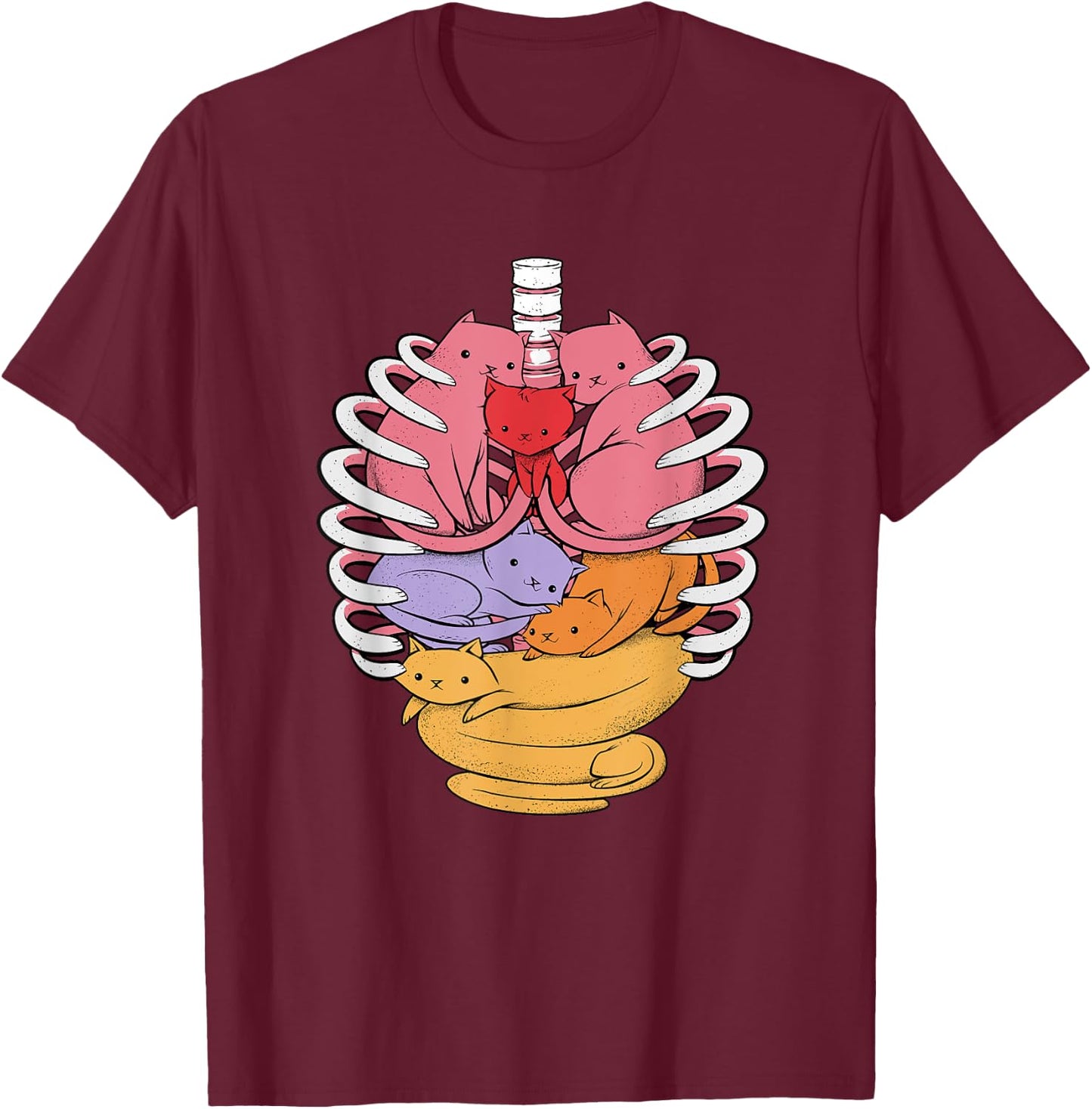 AnatomiCat Human Anatomy X-Ray Cat Lover I Love Cats T-Shirt - T-Shirt | Maroon