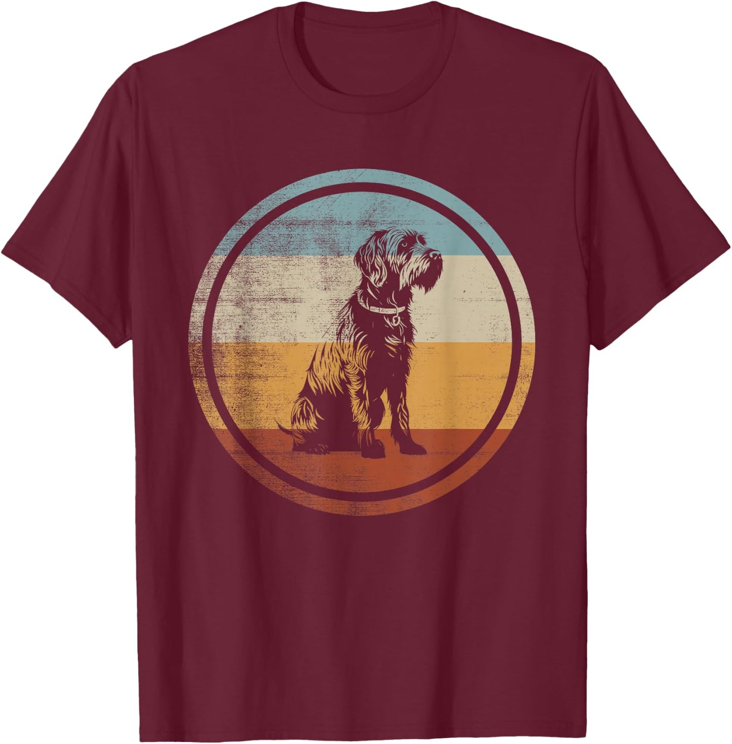 Wirehaired Pointing Griffon Dog Retro Vintage Design T-Shirt - T-Shirt | Maroon