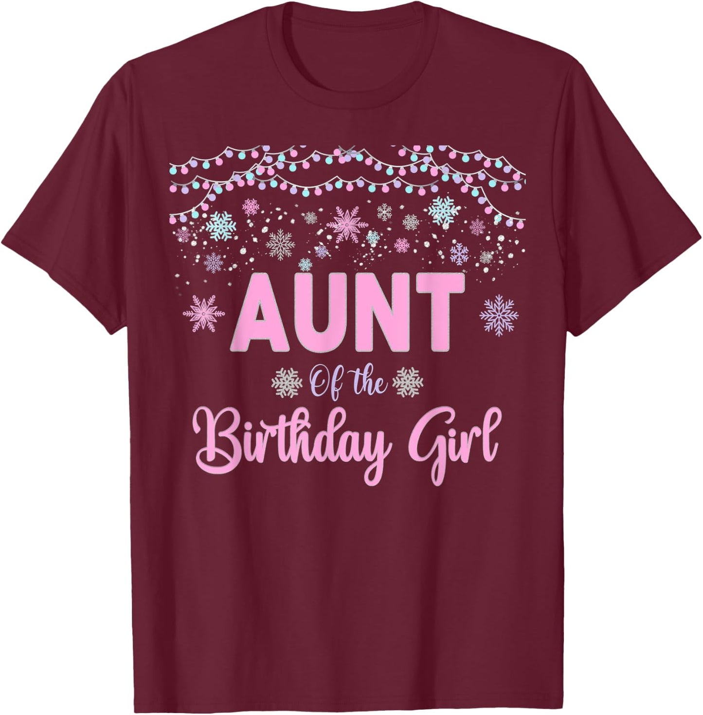 Winter One derland Party Theme Girls Outfit T-Shirt - T-Shirt | Maroon