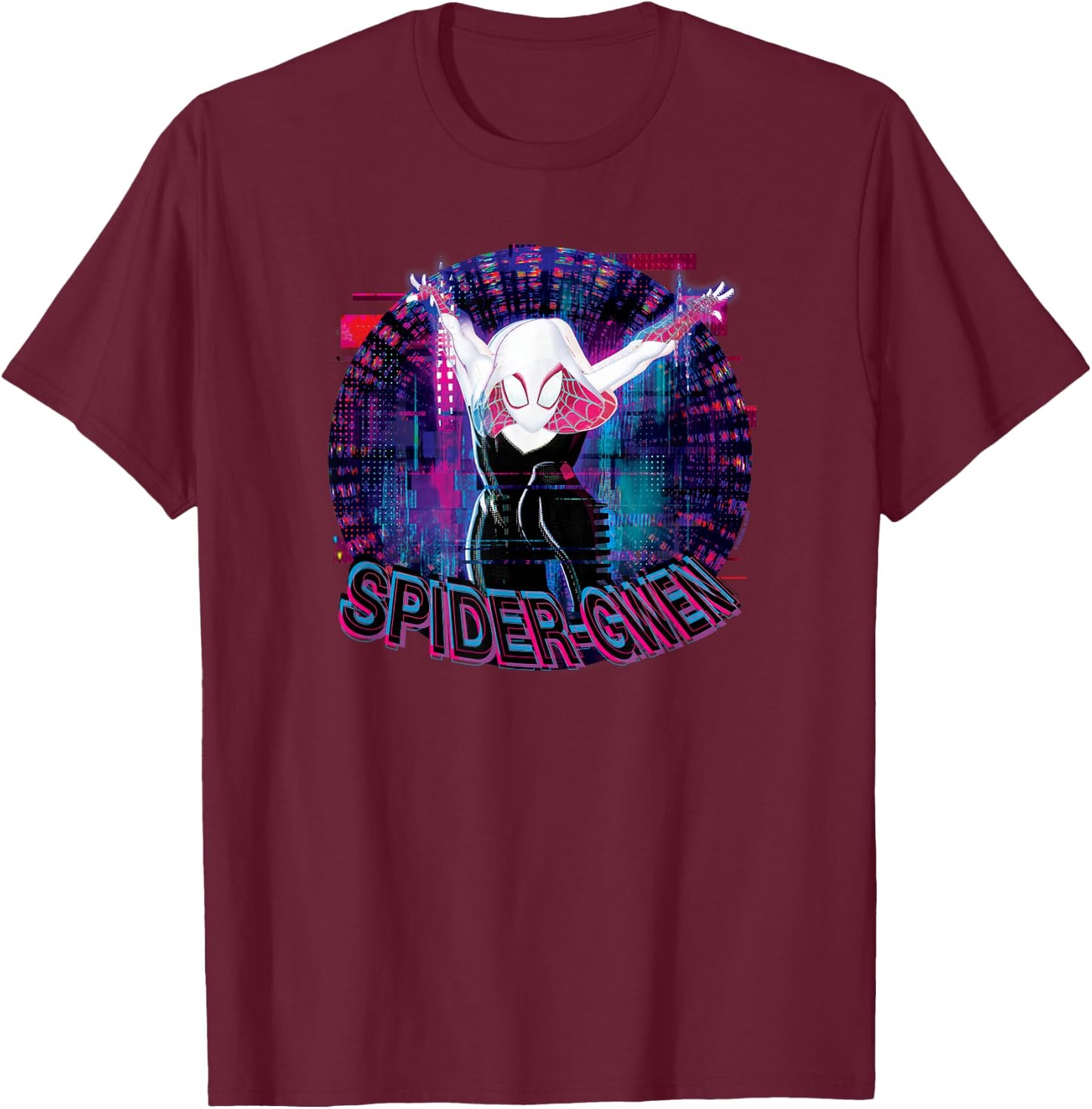 Marvel Spider-Man Across The Spider-Verse Part 1 Glitch Gwen T-Shirt - T-Shirt | Maroon