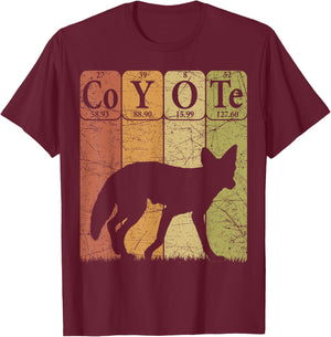 Coyote Periodic Table Elements Wild Animal Coyote Vintage T-Shirt - T-Shirt | Maroon