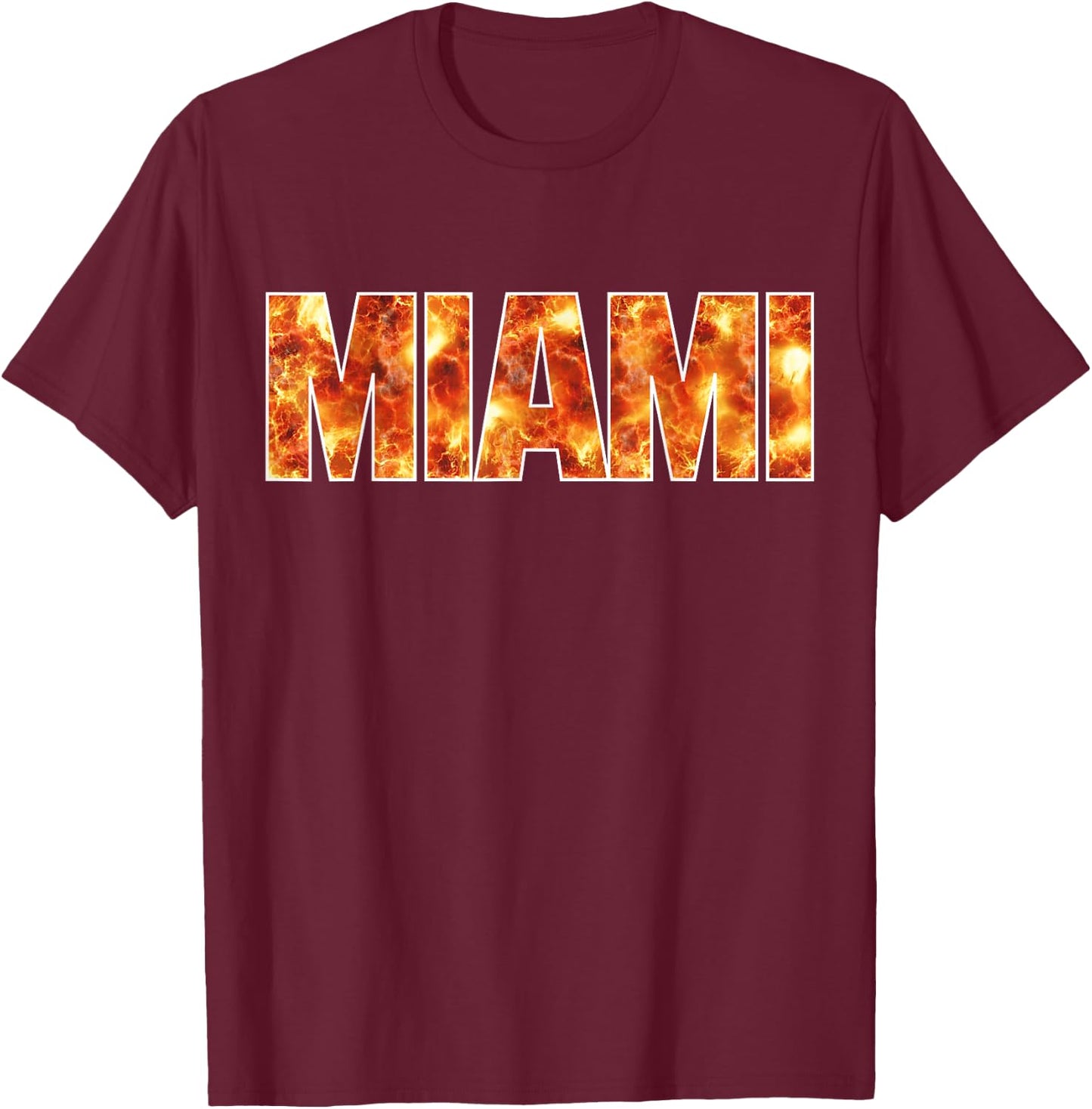 Miami Flames Font Florida USA T-Shirt - T-Shirt | Maroon