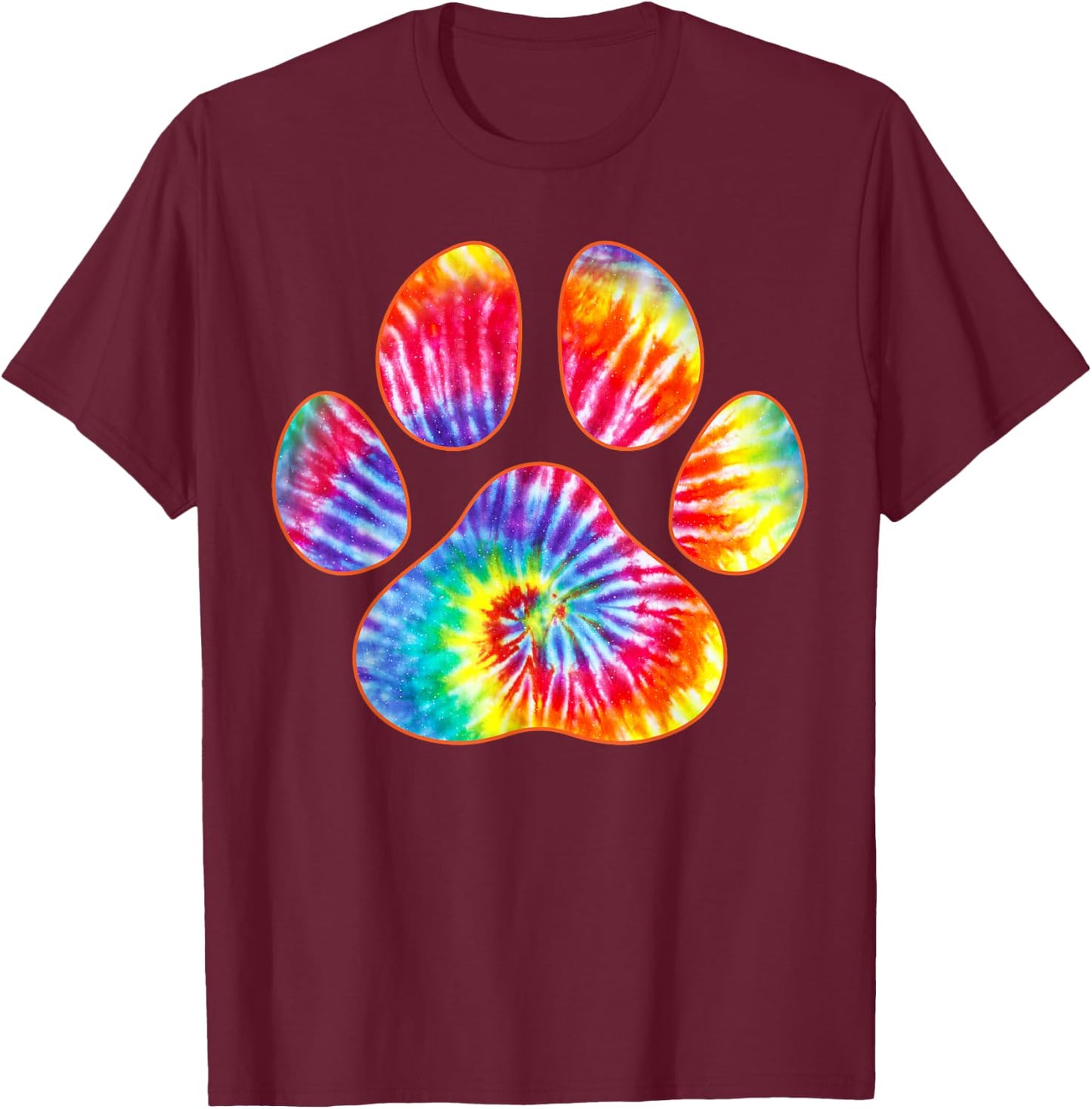 Cute Tie Dye Paw Print Pet Owner Paw Print Tie Dye Dog Lover T-Shirt - T-Shirt | Maroon