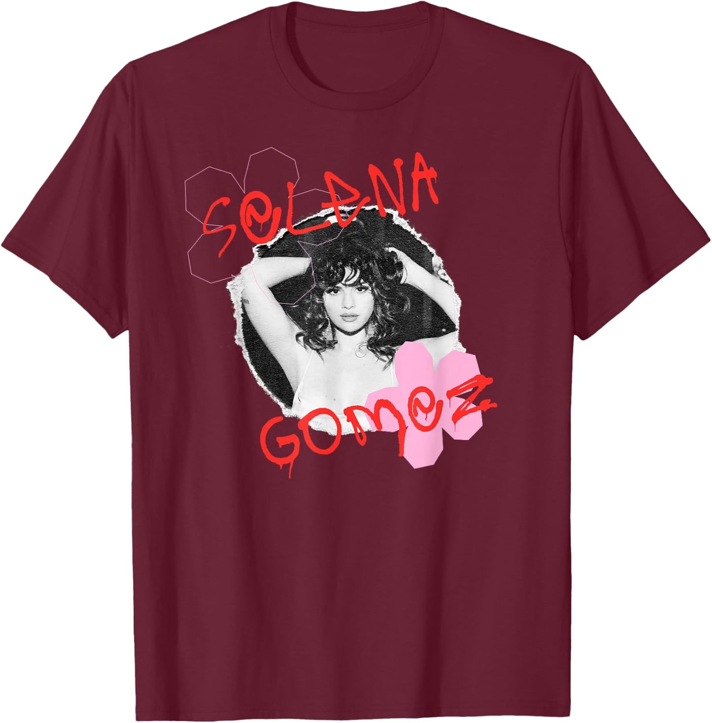 Official Selena Gomez Flower Photo T-Shirt - T-Shirt | Maroon