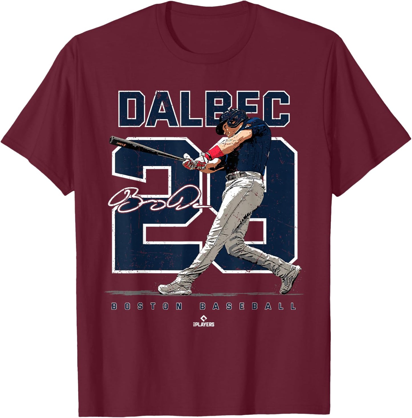 Number and Portrait Bobby Dalbec Boston MLBPA T-Shirt - T-Shirt | Maroon