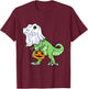 Halloween T Rex Dinosaur Ghost Trick or Treat for Kids Boys T-Shirt - T-Shirt | Maroon