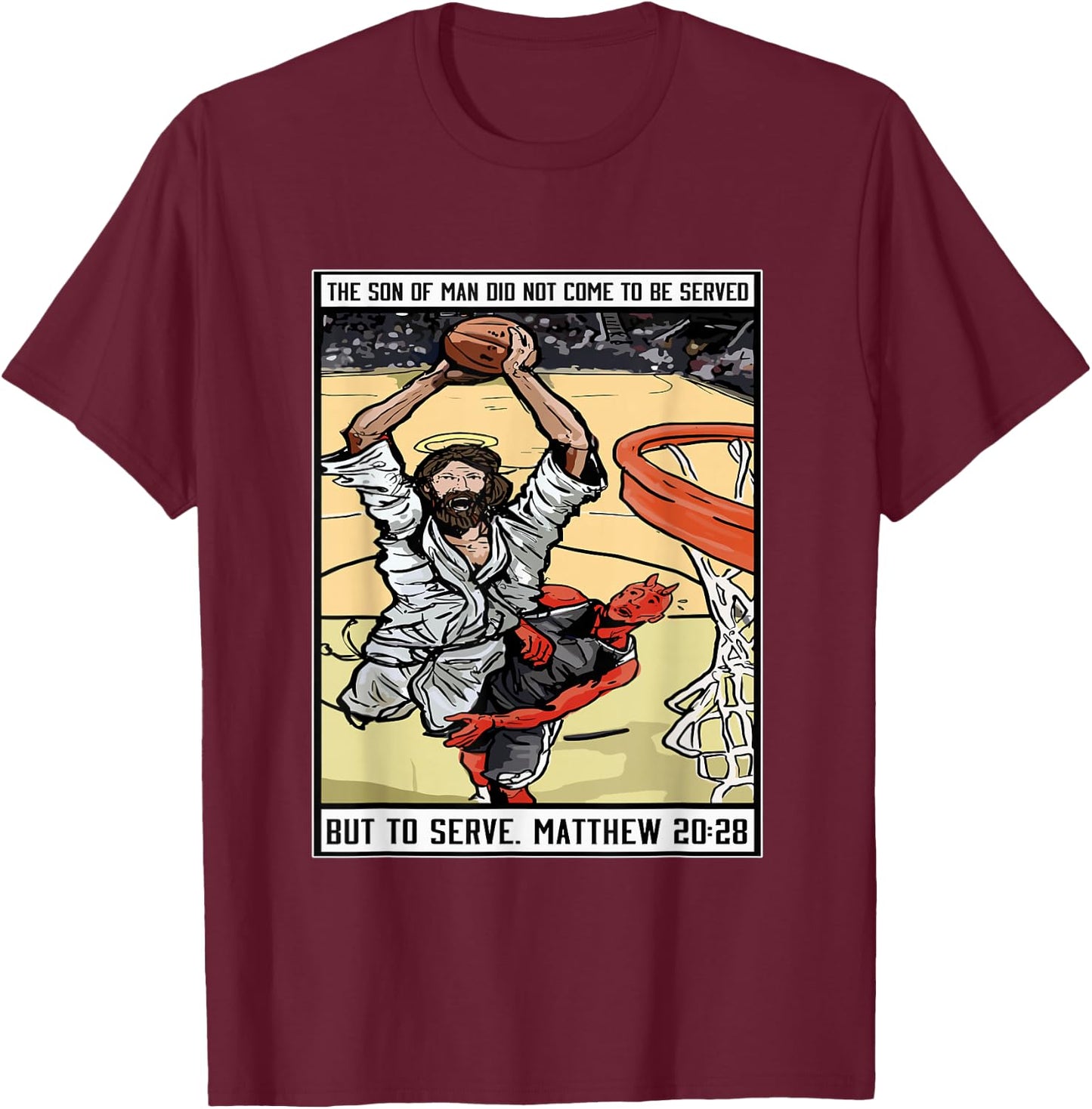 Funny Jesus Christian Playing Basketball Gift Boy T-Shirt - T-Shirt | Maroon