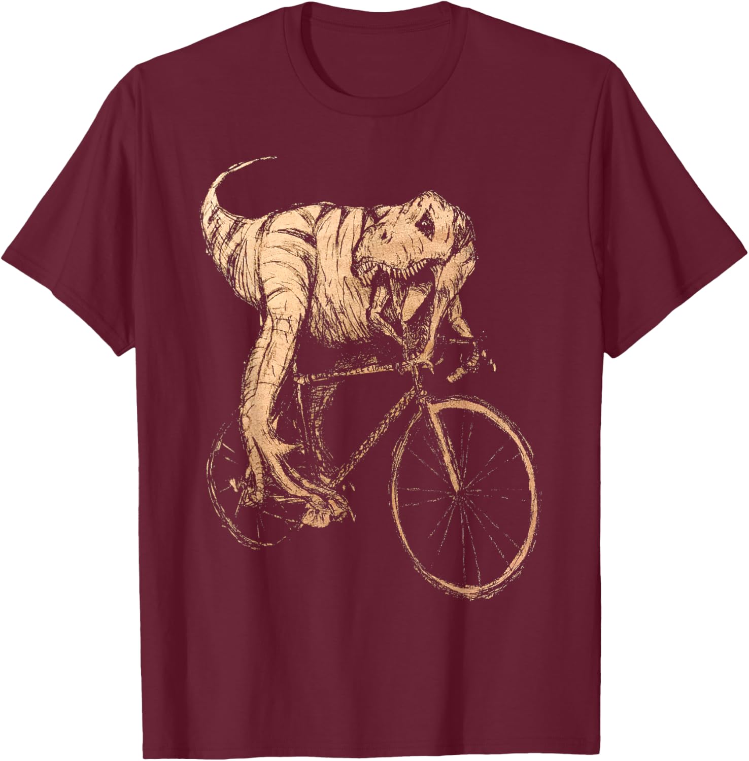 Tyrannosaurus T-Rex Riding A Bicycle Dinosaur Lovers T-Shirt - T-Shirt | Maroon