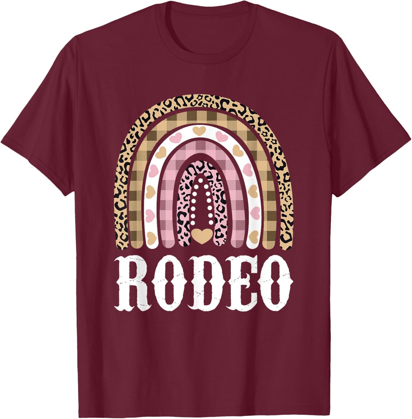 Cowgirl Outfit Women Cowboy Rainbow Leopard Western Rodeo T-Shirt - T-Shirt | Maroon