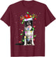 Xmas Holiday Lighting Santa Border Collie Dog Christmas T-Shirt - T-Shirt | Maroon